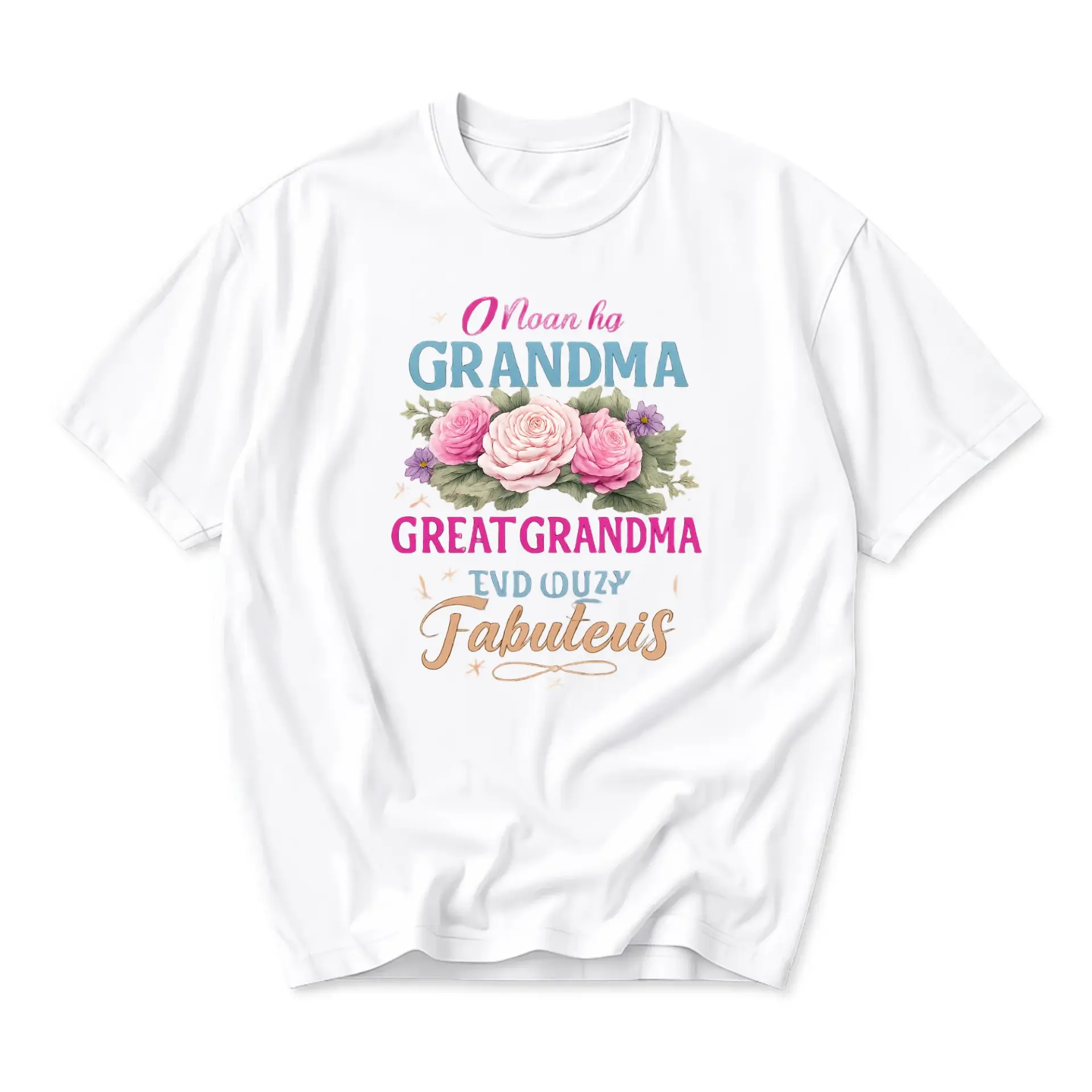 Funny Shirt Great Grandma Floral Graphic Tee Unisex Crew Neck Casual