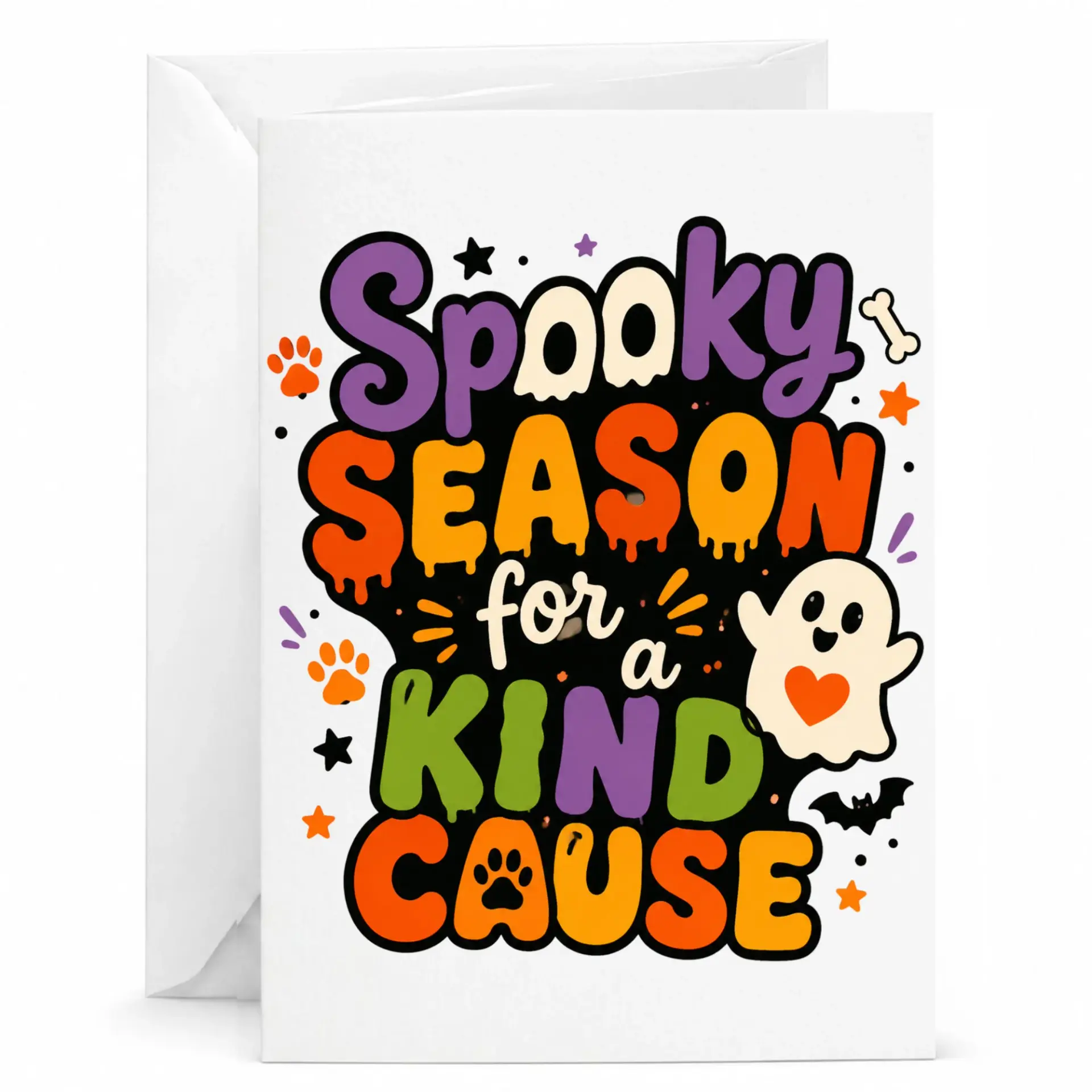 Holiday Greeting Card Spooky Season Cute Autumn Theme Note