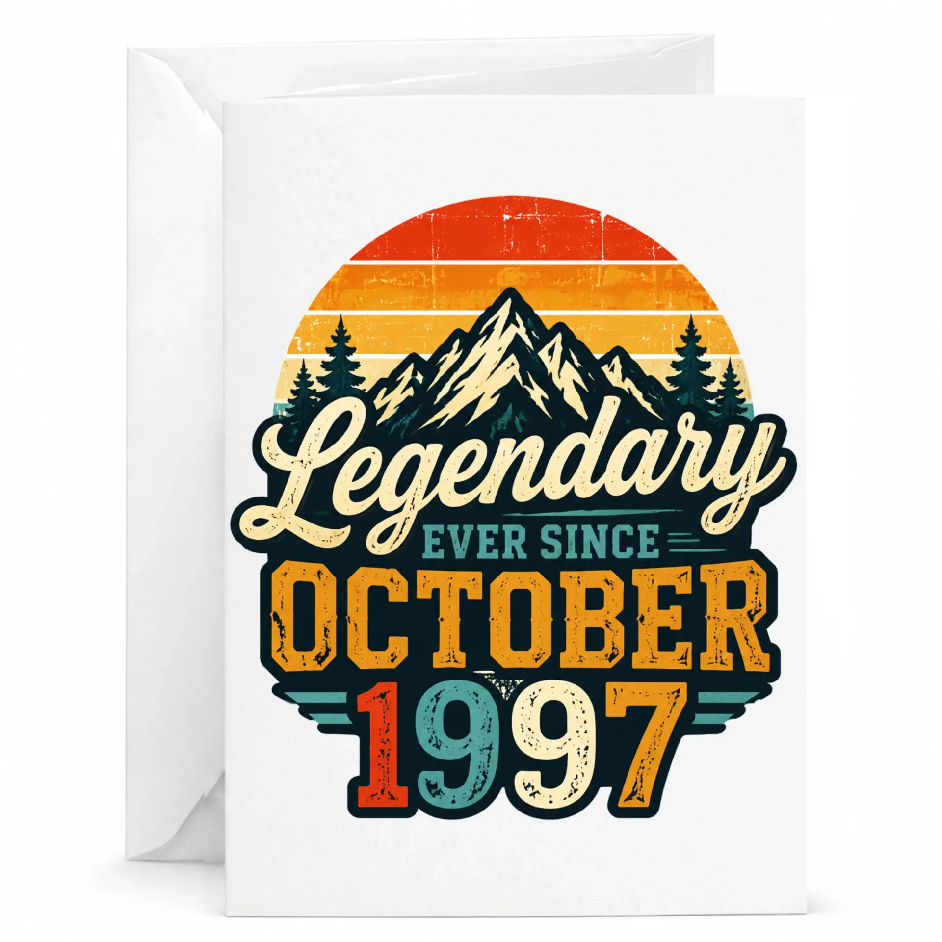 Birthday Card Legendary Ever Since October 1997 Vintage Style Greeting Card for Birthday Milestone Celebration