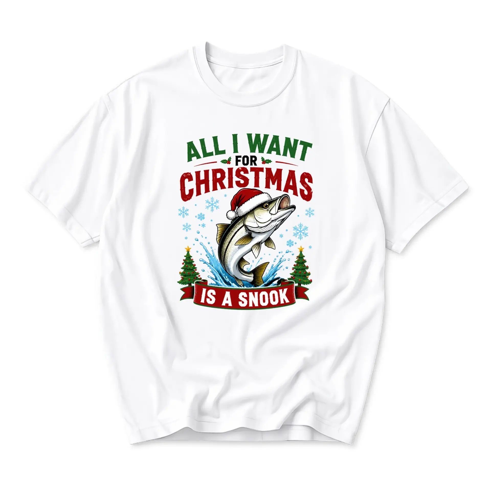 Funny Shirt All I Want for Christmas Is a Snook Fishing Graphic Tee Holiday