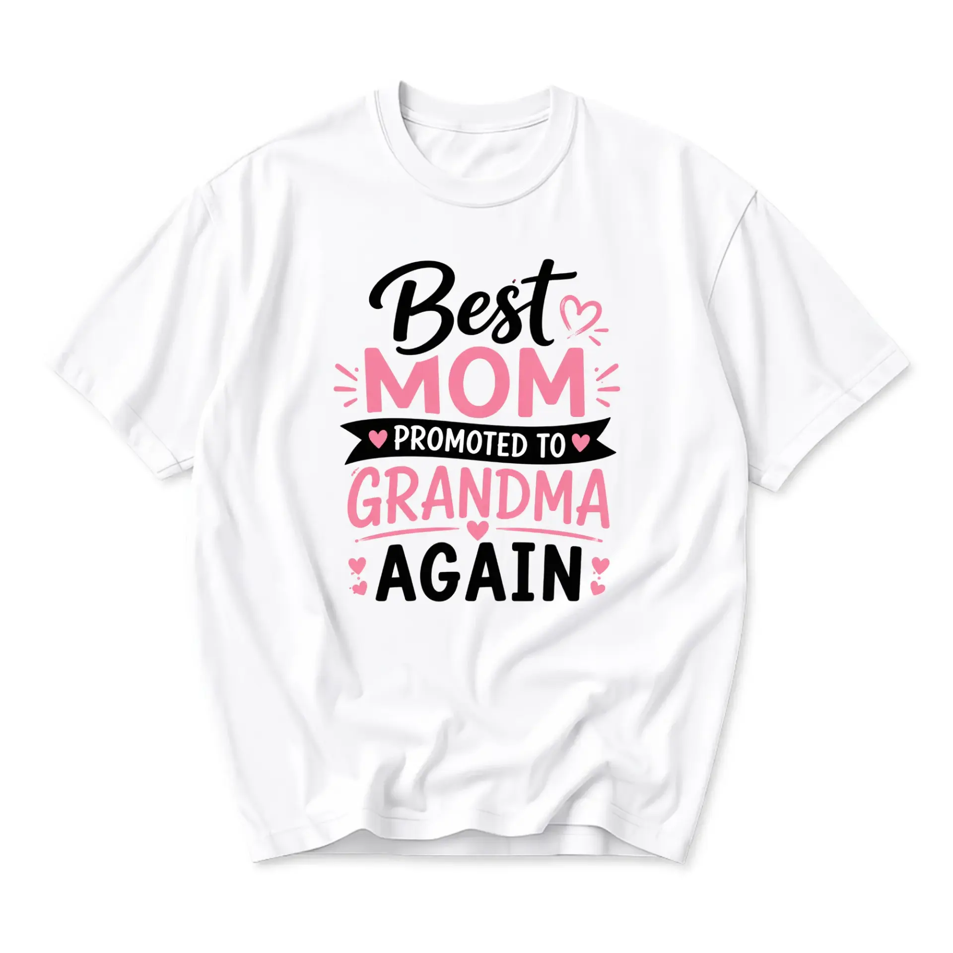 Funny Shirt Best Mom Promoted to Grandma Again Graphic Tee Casual Unisex