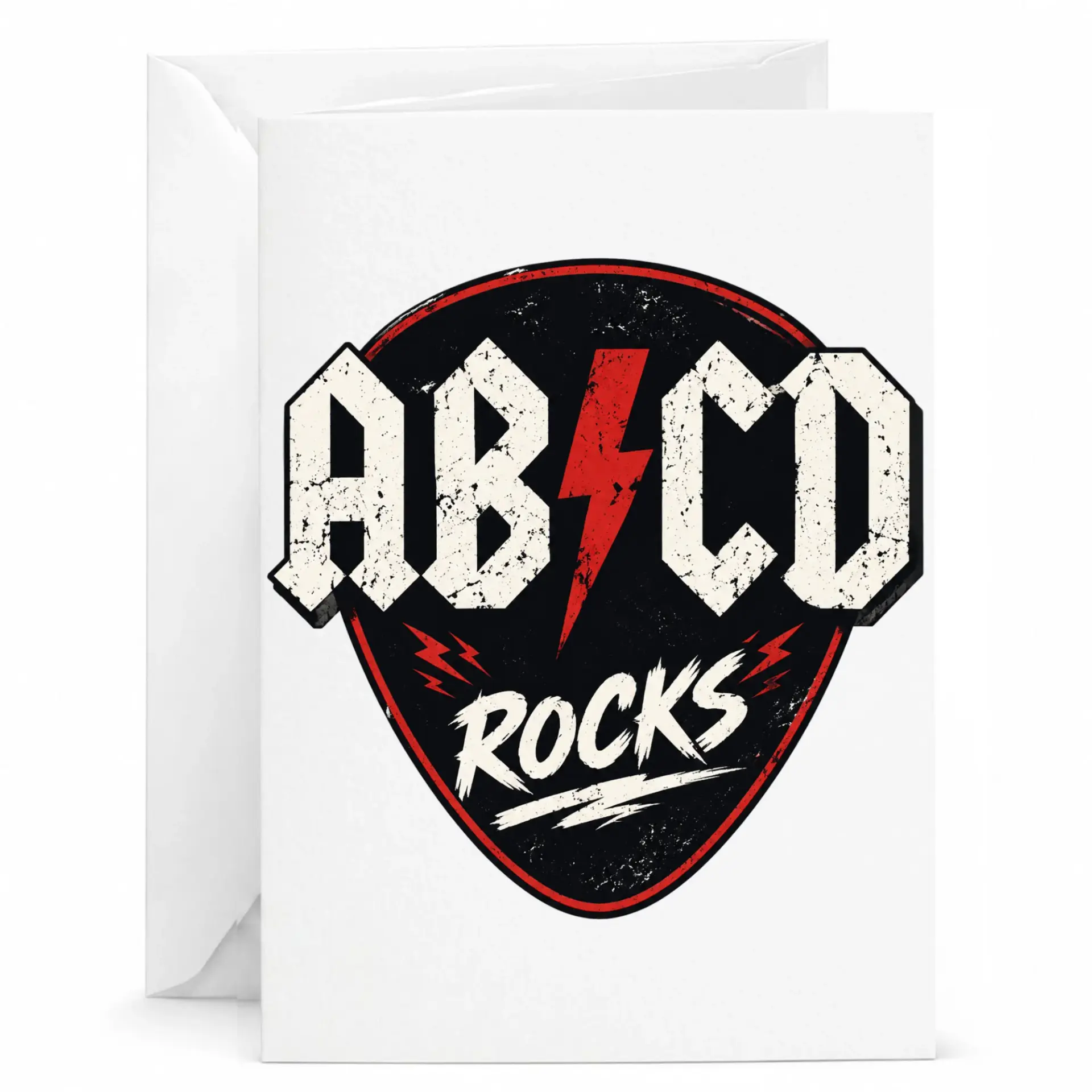 Funny Greeting Card with Rock Music Theme Featuring Guitar Pick Design for Lovers and Concert Enthusiasts