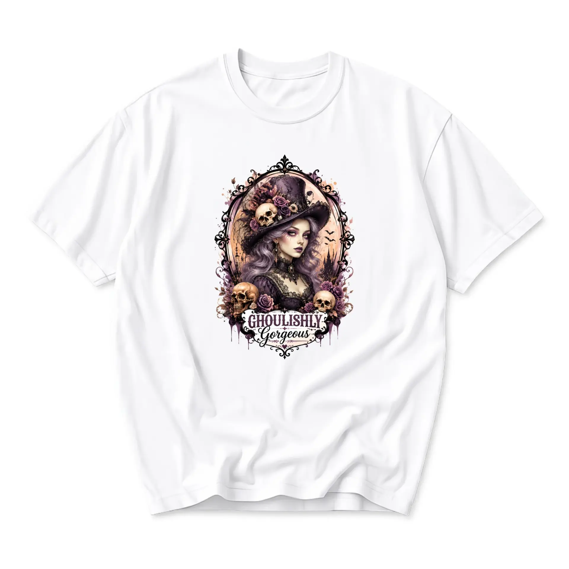 Graphic Tee Ghoulishly Gorgeous Gothic Woman Art Unisex Cotton Crew Neck Short Sleeve Casual Shirt Apparel