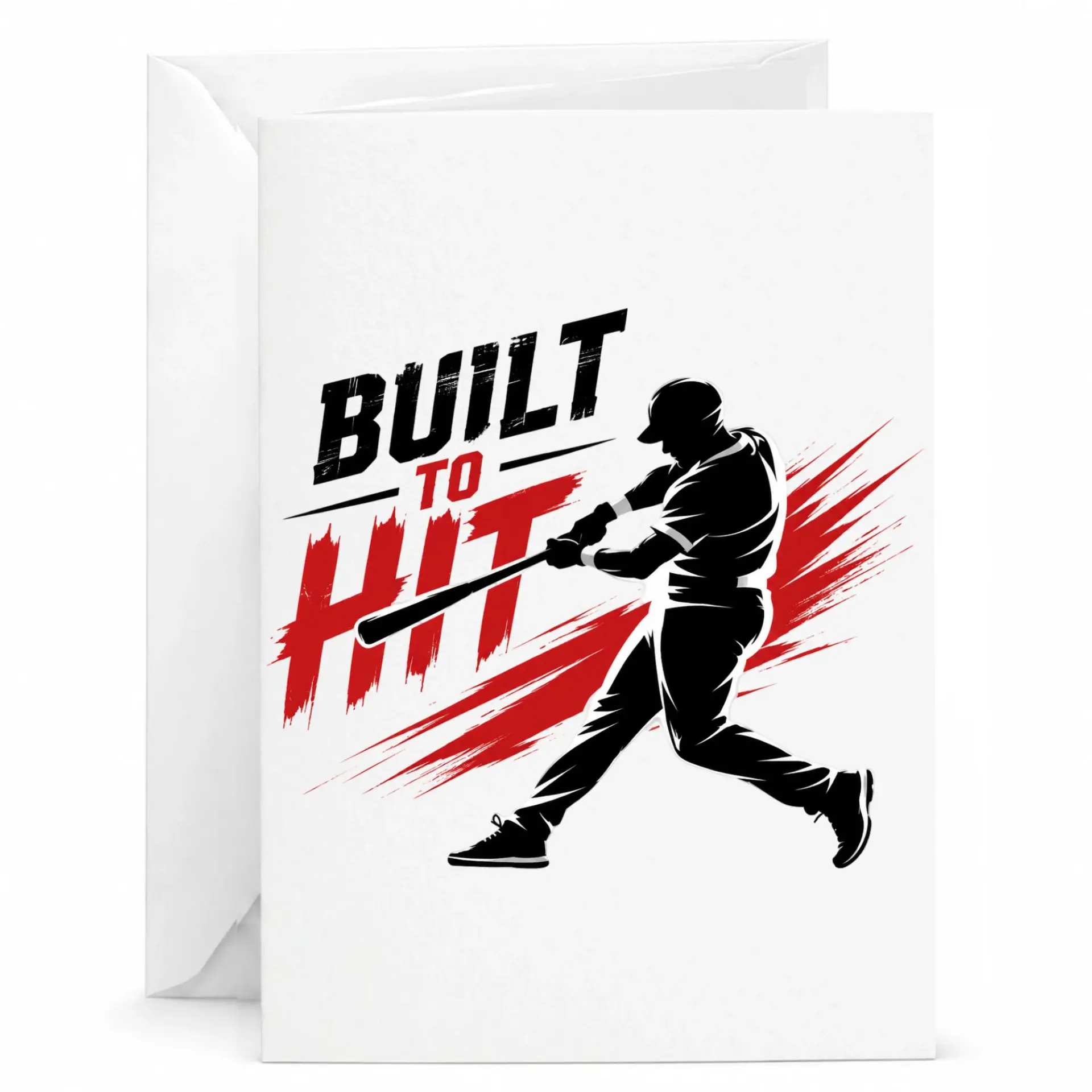 Greeting Card Built to Hit Baseball Player Sports Themed Stationery for Enthusiasts and Players 5x7 Inch Folded Card