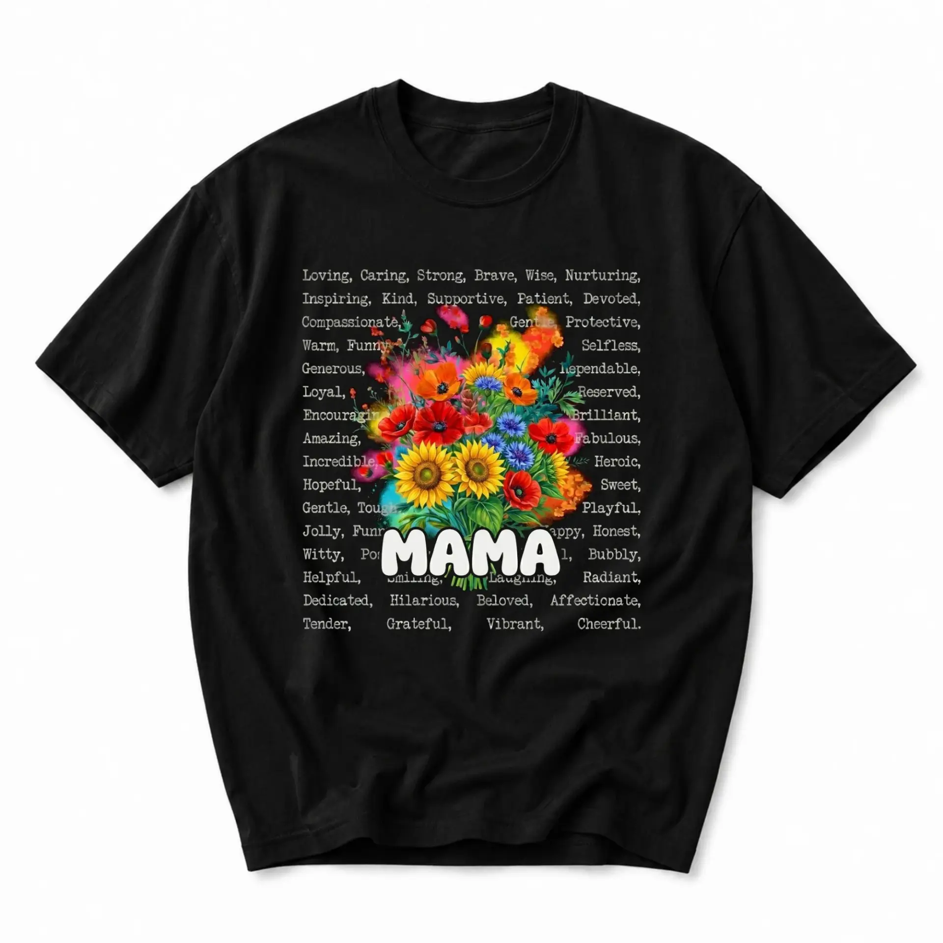 T-shirt Mama Floral Graphic Tee Unisex Crew Neck Short Sleeve Cotton Blend Casual Everyday Apparel for Women