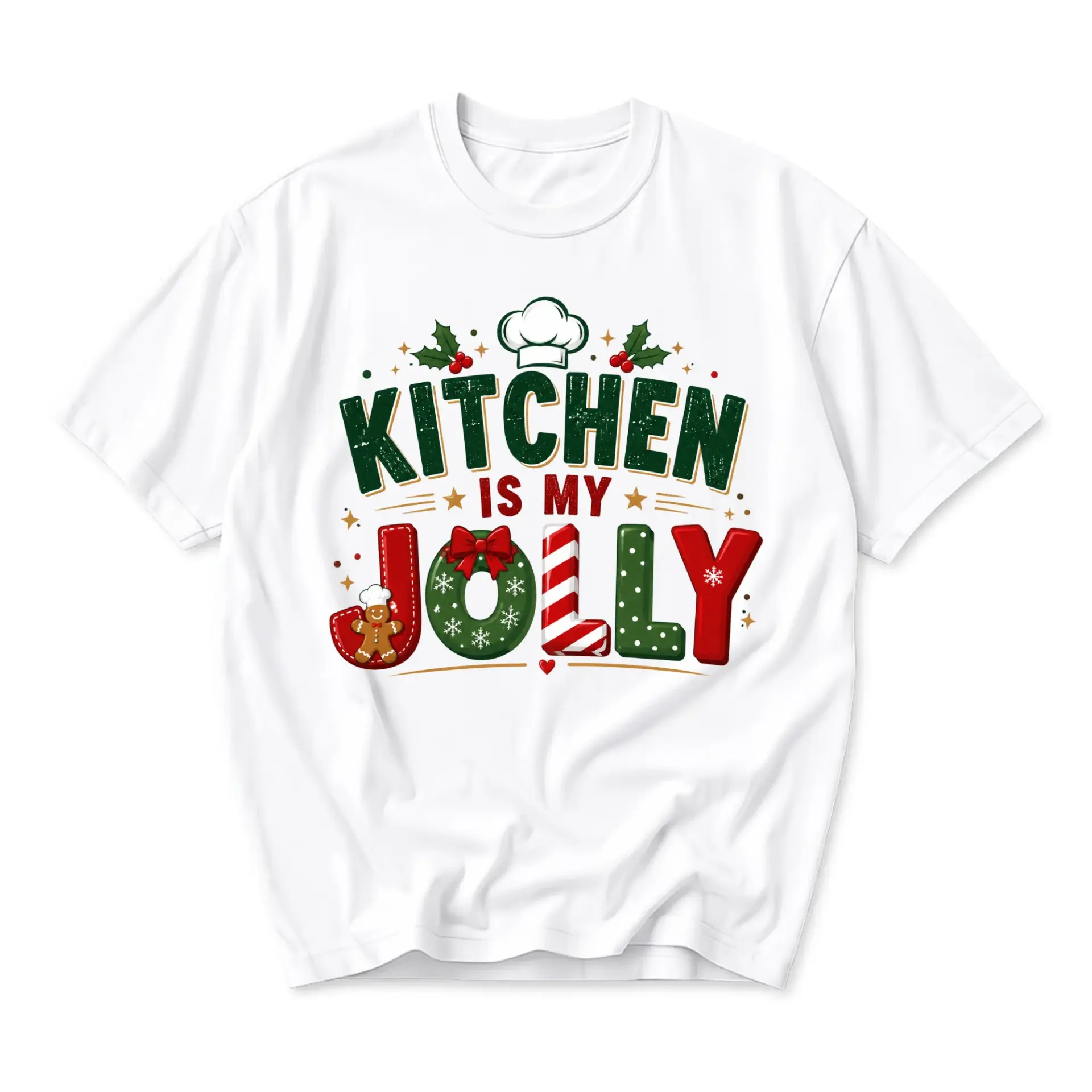 Funny Shirt Kitchen Is My Jolly Christmas Graphic Tee Unisex Casual Apparel for Holiday Season Cooking Enthusiasts