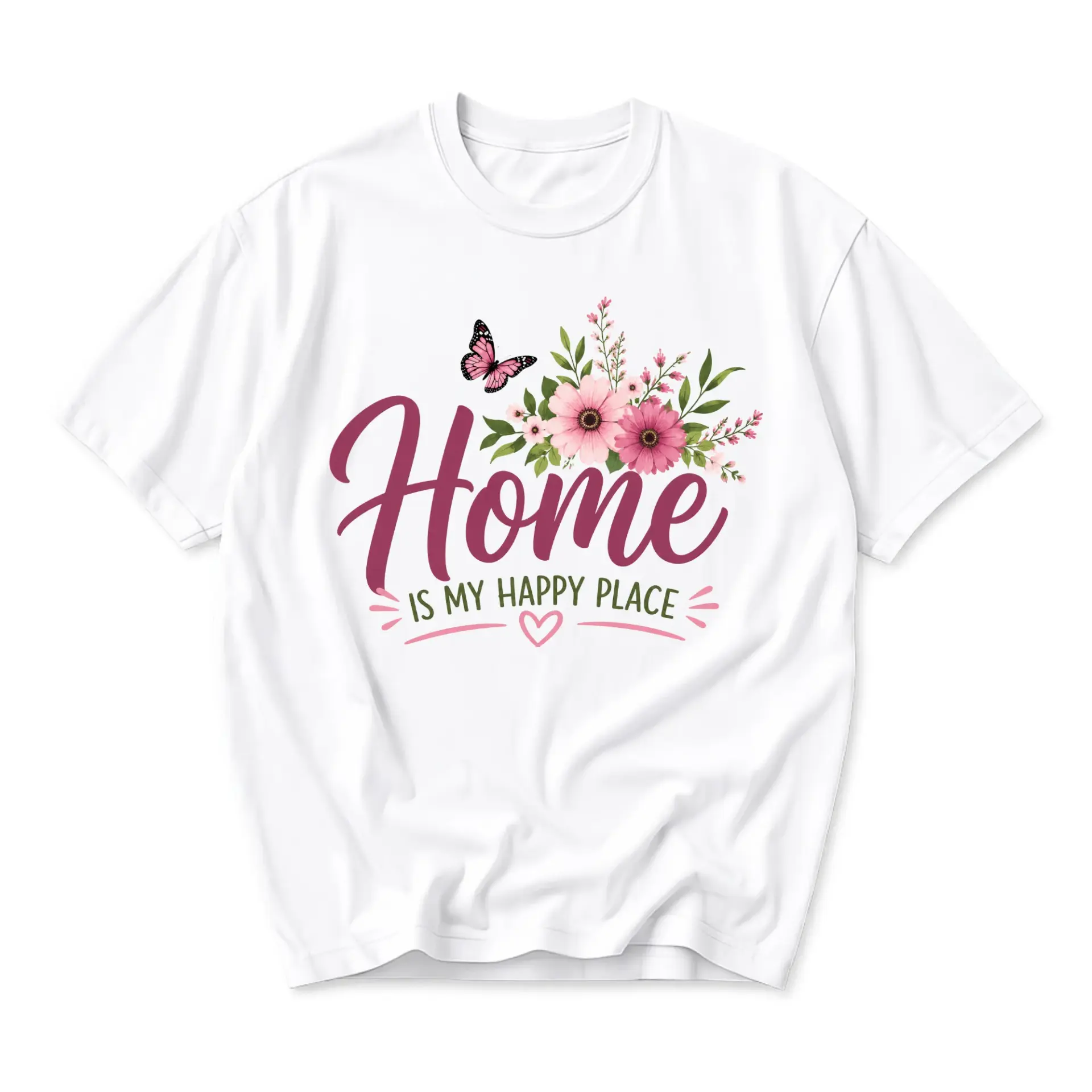 T-shirt My Graphic Tee Floral Butterfly Print Unisex Crew Neck Casual Everyday Comfort Apparel