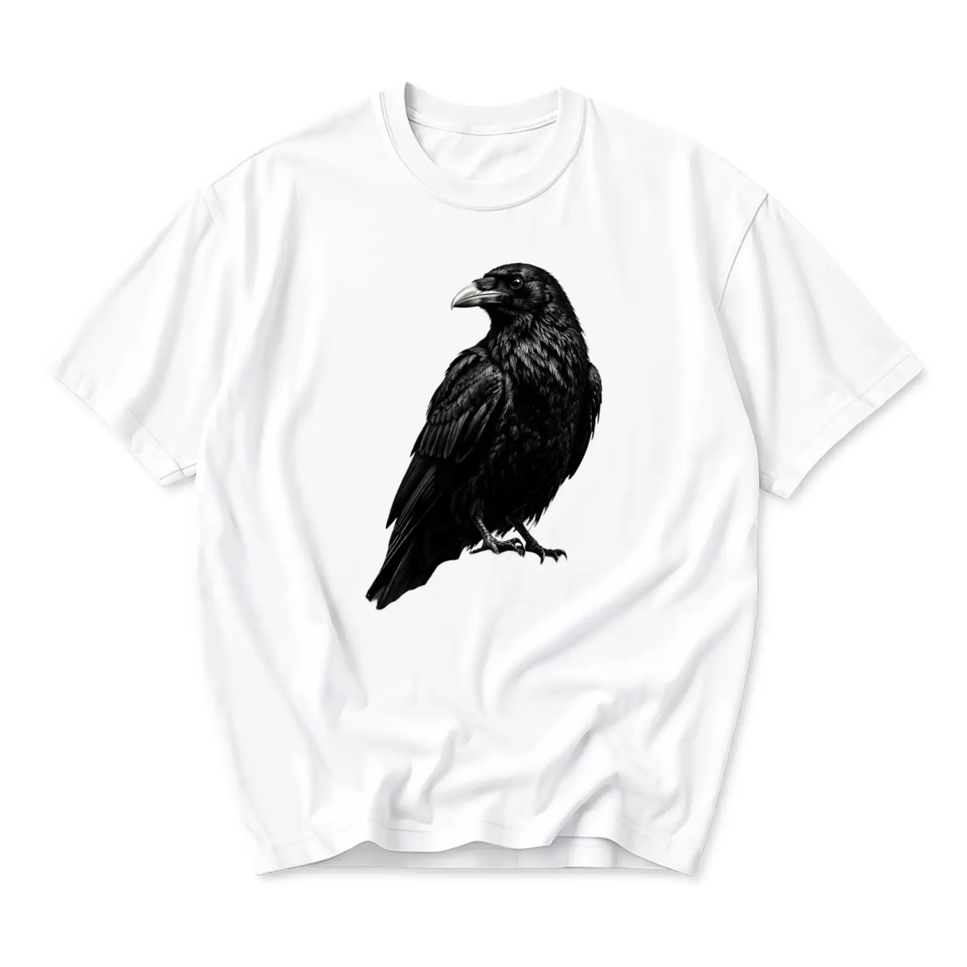Graphic Tee Crow Illustration Unisex Shirt Artistic Bird Design Crew Neck Casual Everyday Wear Soft Cotton Apparel