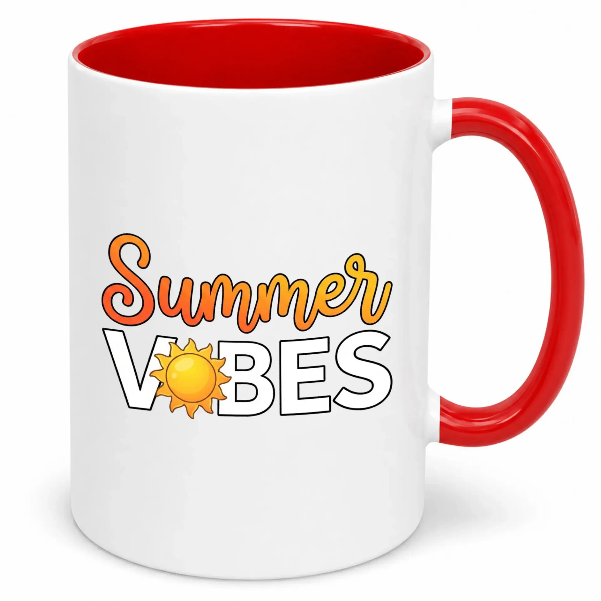 Coffee Mug with Summer Vibes Design, Ceramic Hot Beverage Cup for Morning Refreshment, Sunny Day Theme Drinkware for Home and Office