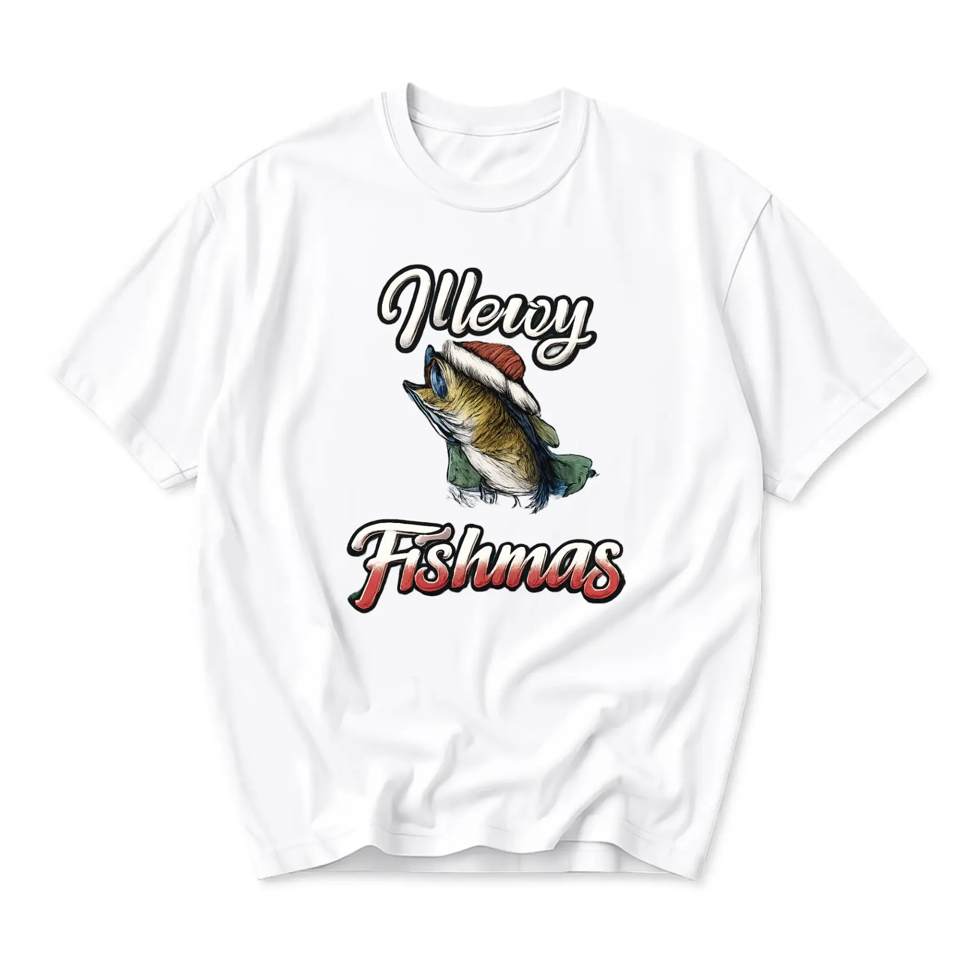 Funny Shirt Merry Fishmas Holiday Graphic Tee Unisex Casual Apparel Festive Fishing Theme Short Sleeve Crew Neck Top