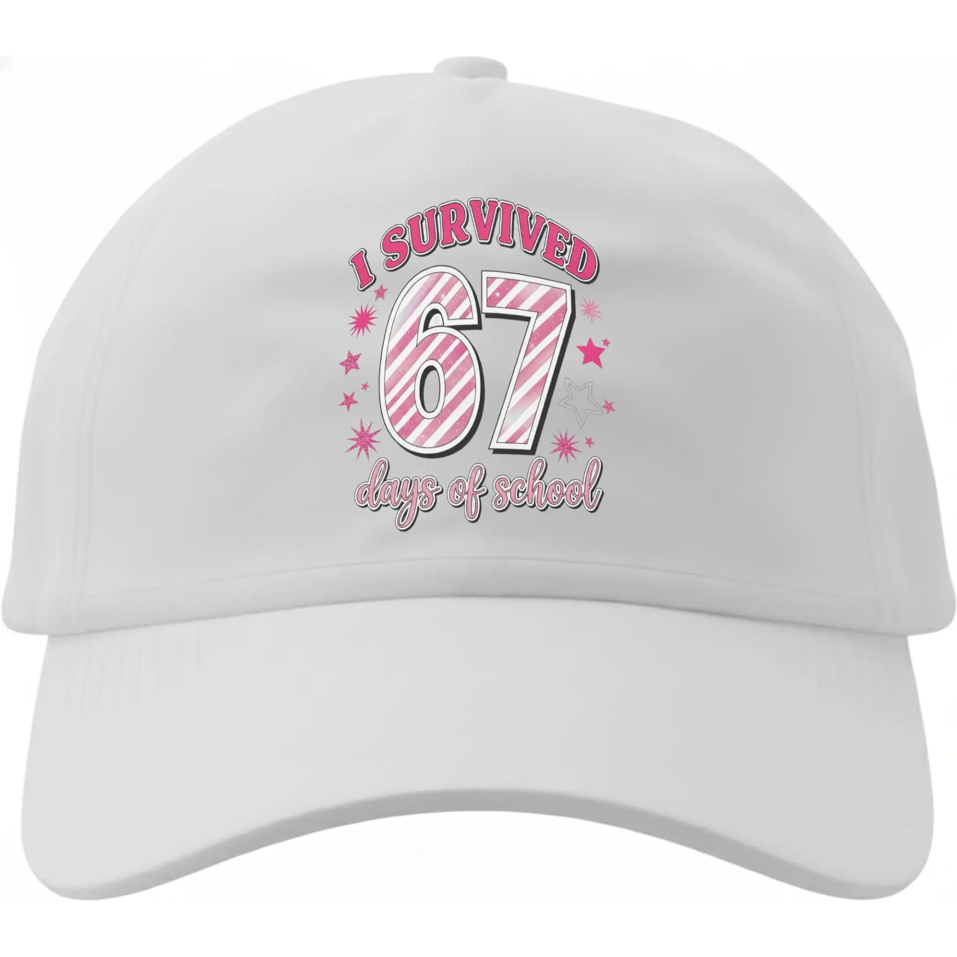 Dad Hat Baseball Cap I Survived 67 Days of School Graphic Print Cotton Adjustable Unisex Adult Low Profile Headwear