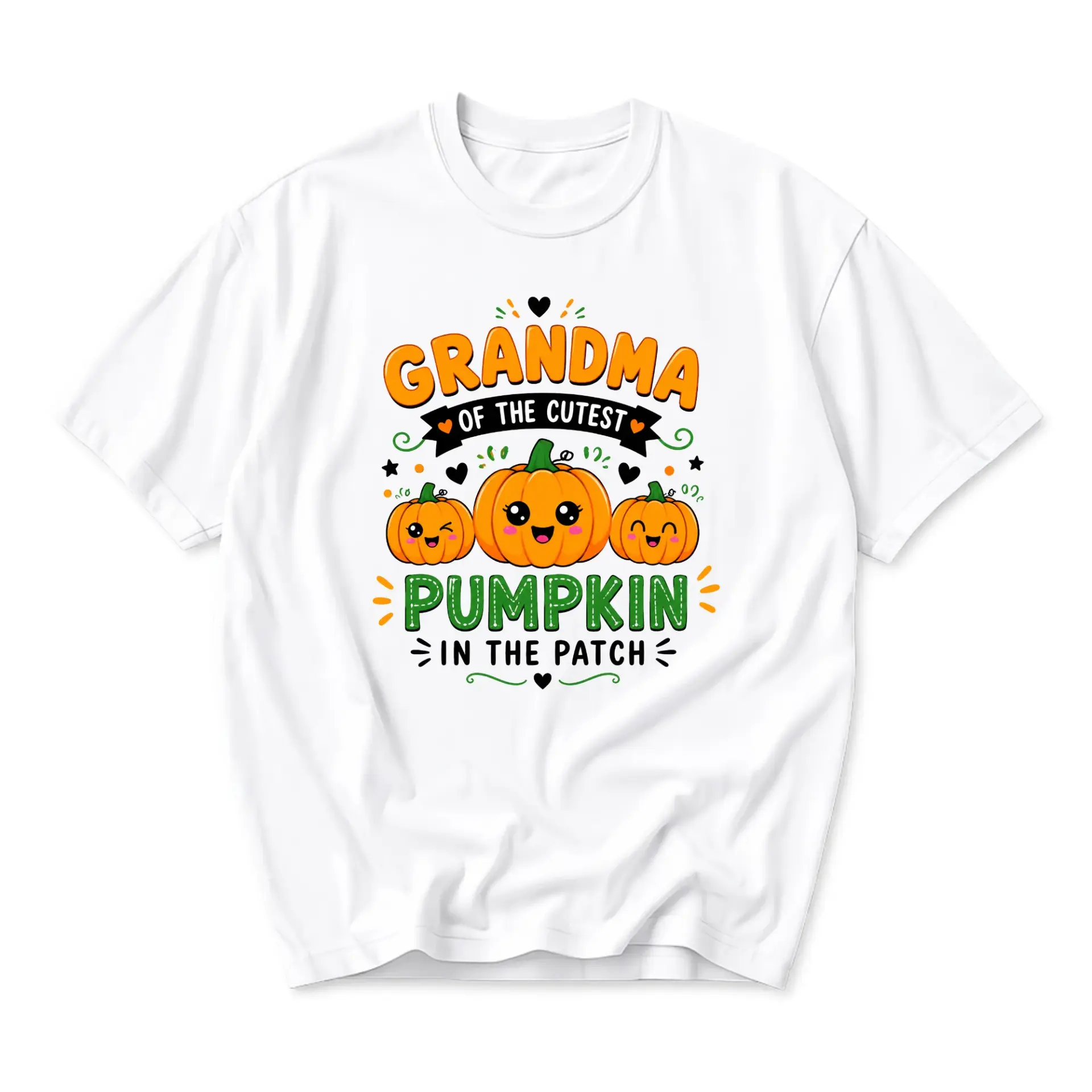 Funny Shirt Grandma of the Cutest Pumpkin in the Patch Graphic Tee Seasonal Fall Autumn Theme Unisex Crew Neck Apparel