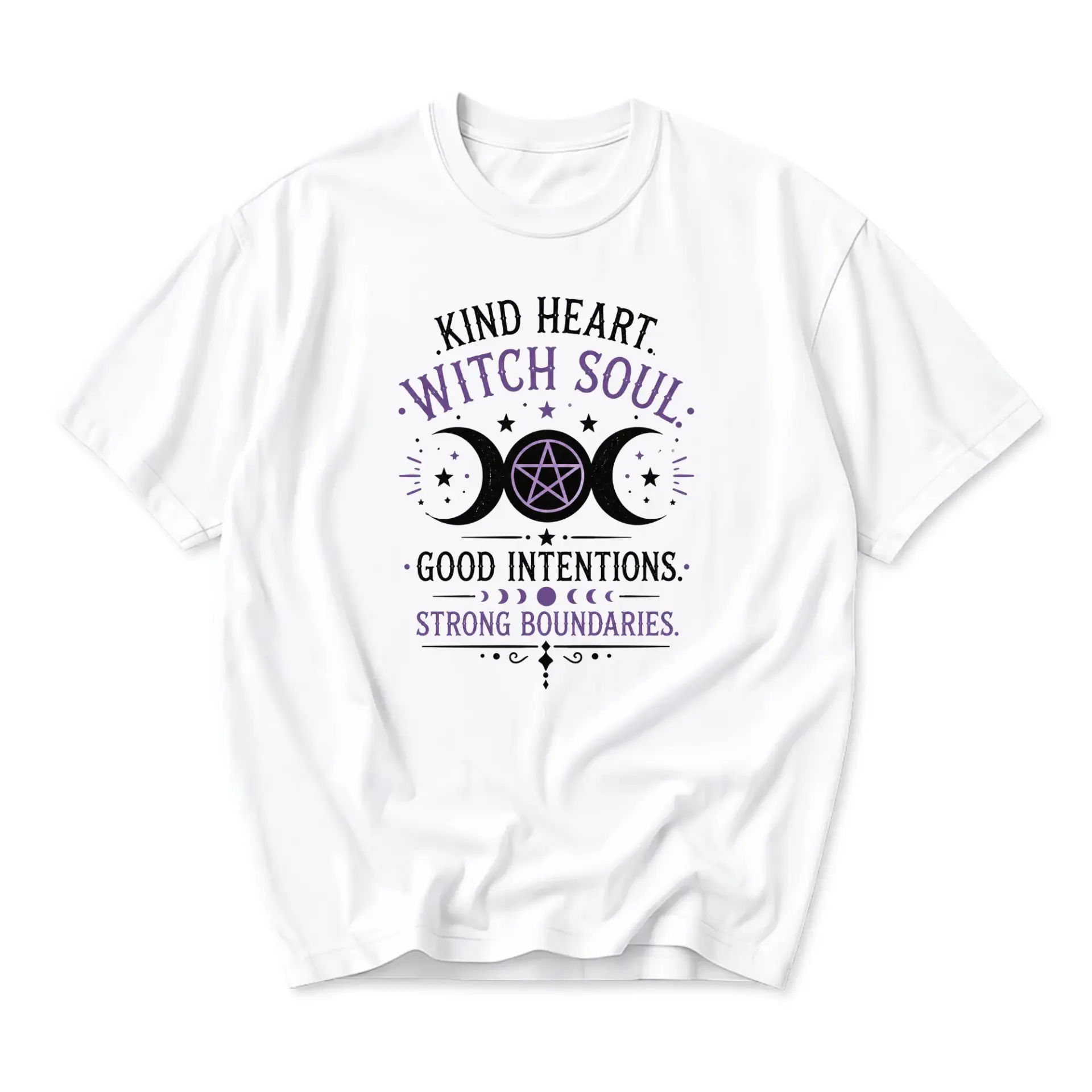 Graphic Tee Kind Heart Witch Soul Spiritual Quote Unisex Casual Crew Neck Comfortable Cotton Blend Everyday Shirt