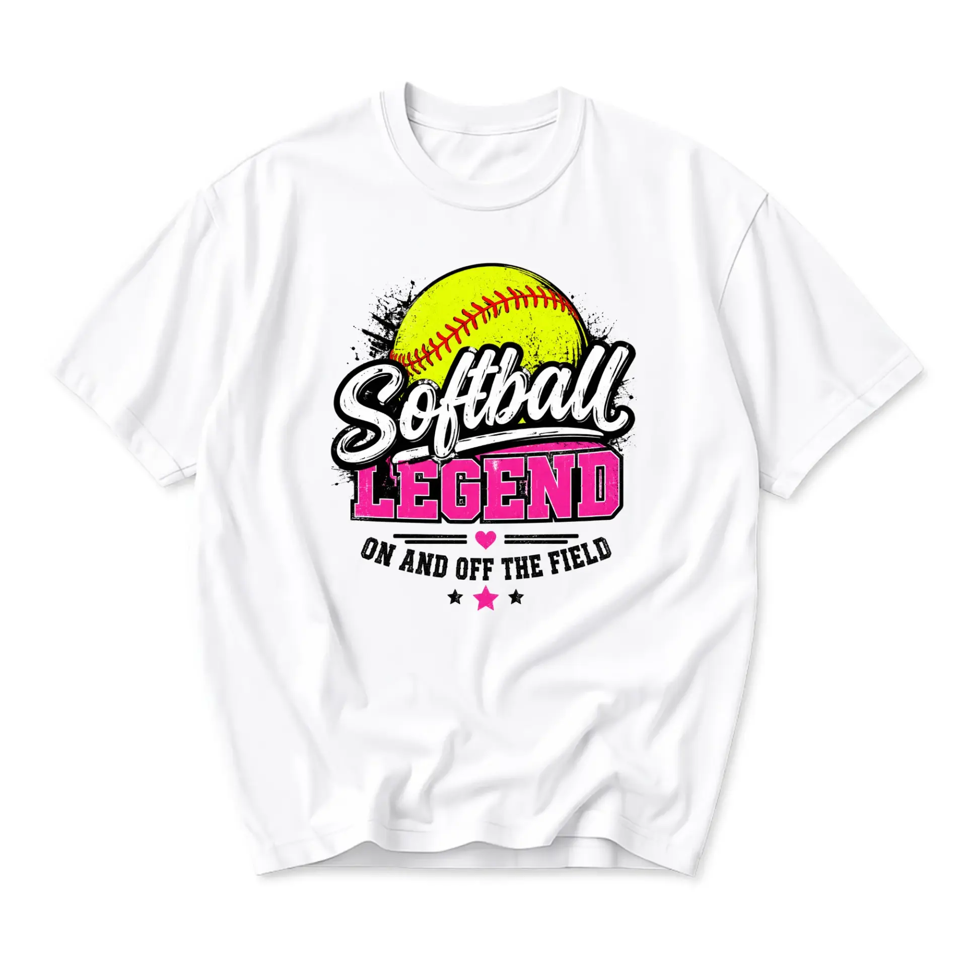 Graphic Tee Softball Legend on and Off Unisex Crew Neck Casual Everyday Shirt for Sports Enthusiasts