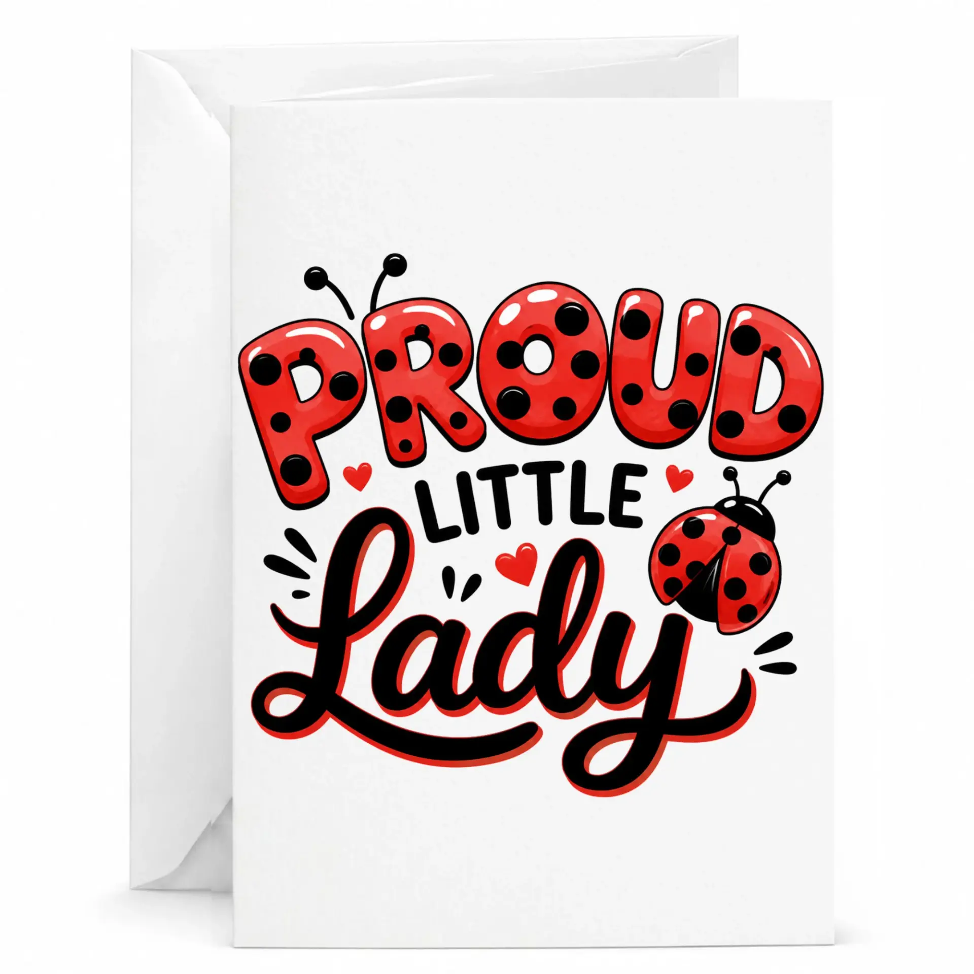 Proud Little Lady Greeting Card Cute Red Theme Stationery for Personal Notes and Special Occasions