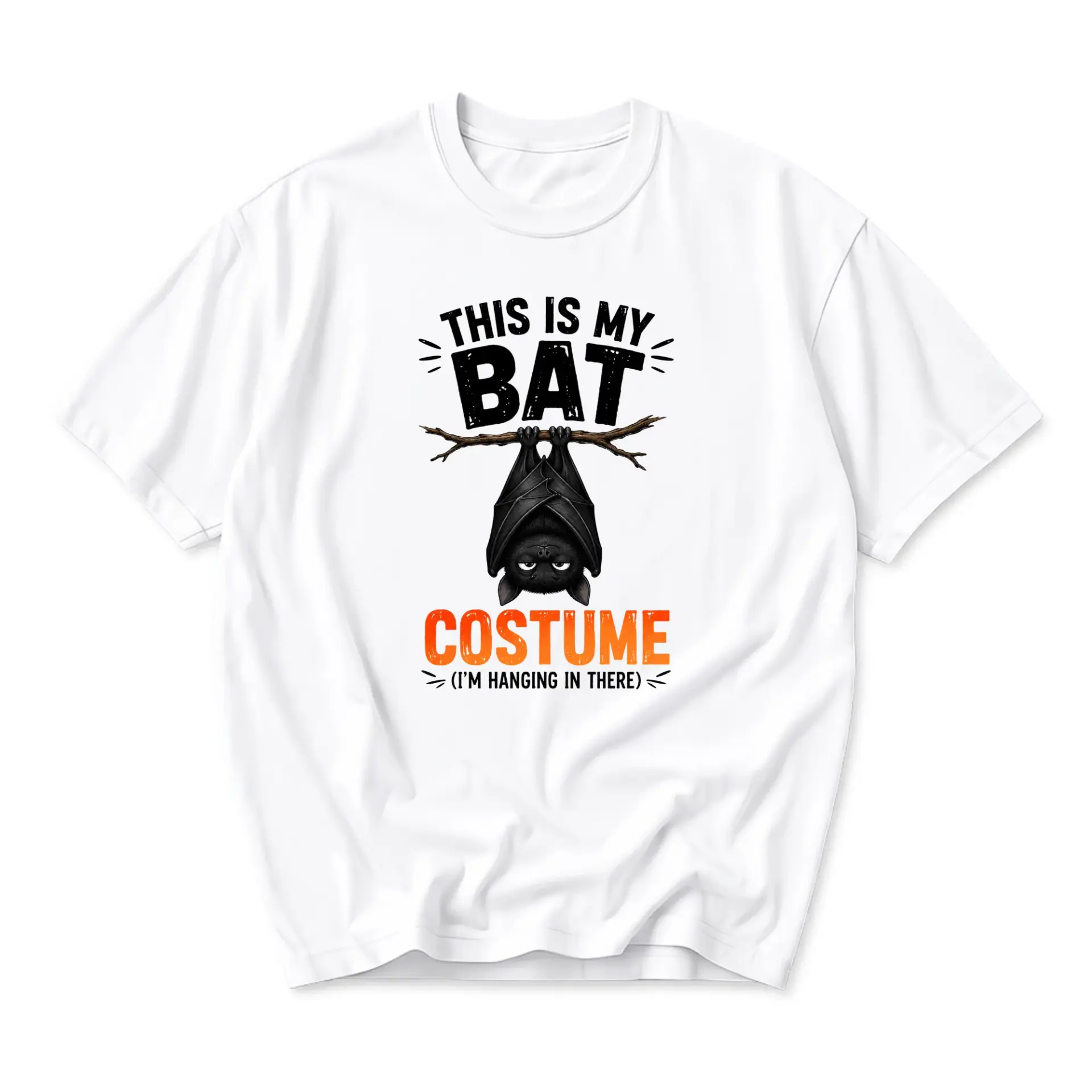 Funny Shirt This Is My Bat Costume Graphic Tee Humorous Animal Nature Lover Apparel for Casual Everyday Wear White