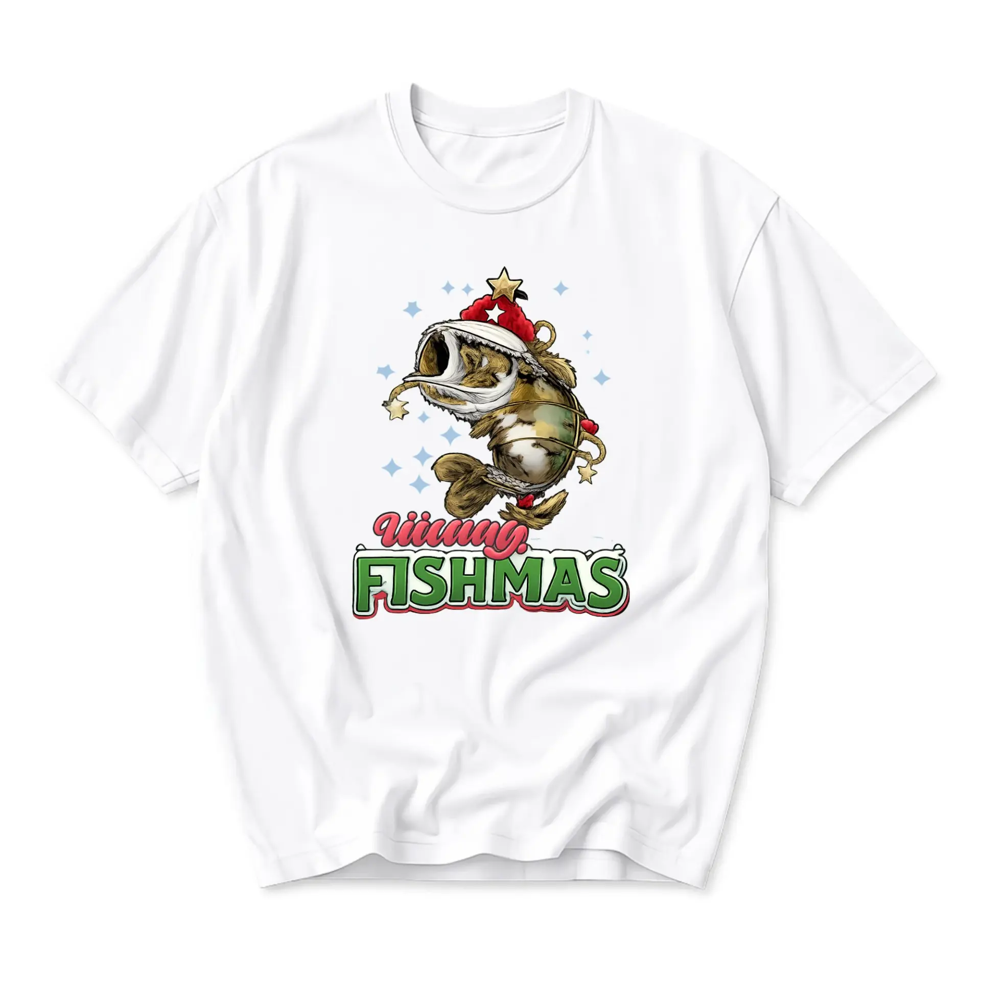 Funny Shirt Fishmas Graphic Tee Humorous Holiday Fishing Apparel Unisex