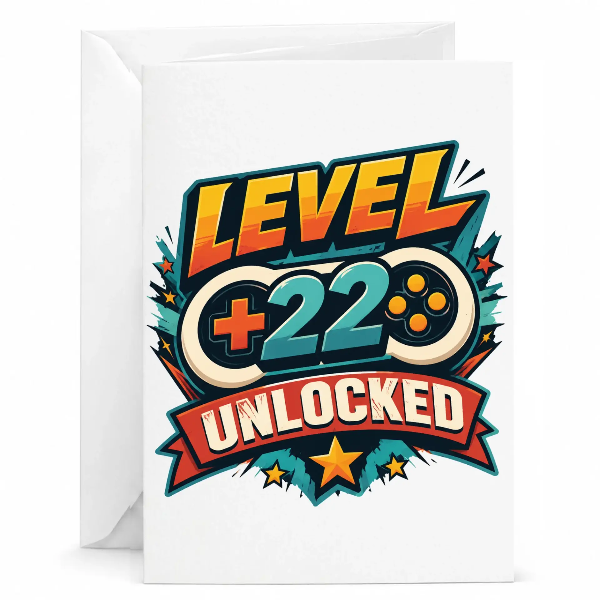 Birthday Card Level 22 Unlocked Video Game Greeting Card for Milestone Birthday Celebration Funny Gamer Stationary