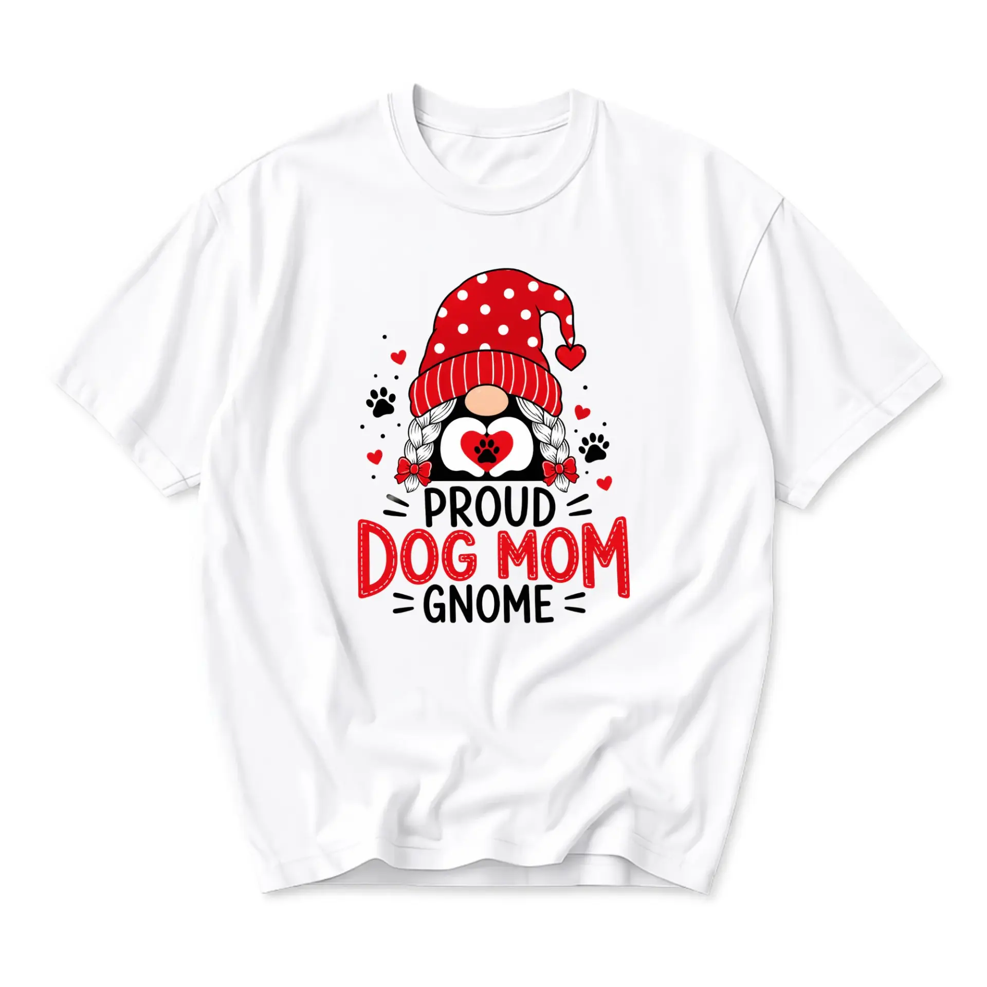Funny Shirt Proud Dog Mom Gnome Graphic Tee Unisex Casual Apparel for Pet