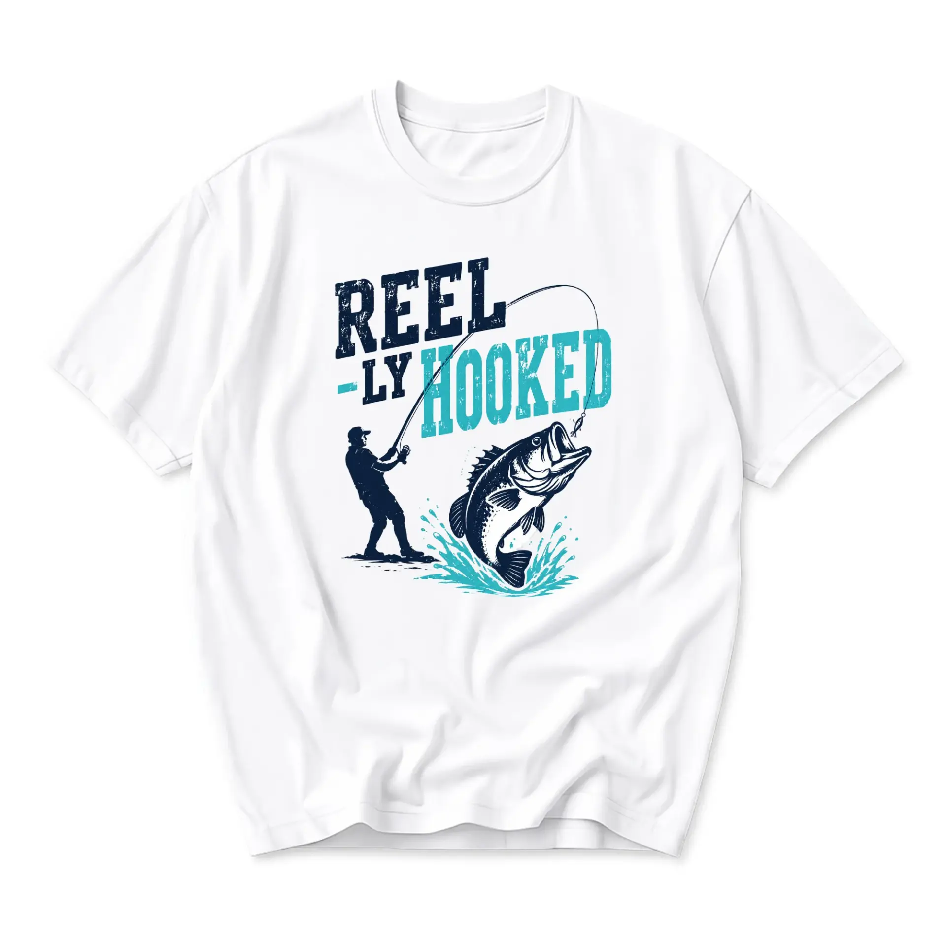 Graphic Tee Reel-Ly Hooked Funny Fishing Shirt for Men and Women Casual Cotton Blend Crew Neck Short Sleeve Top