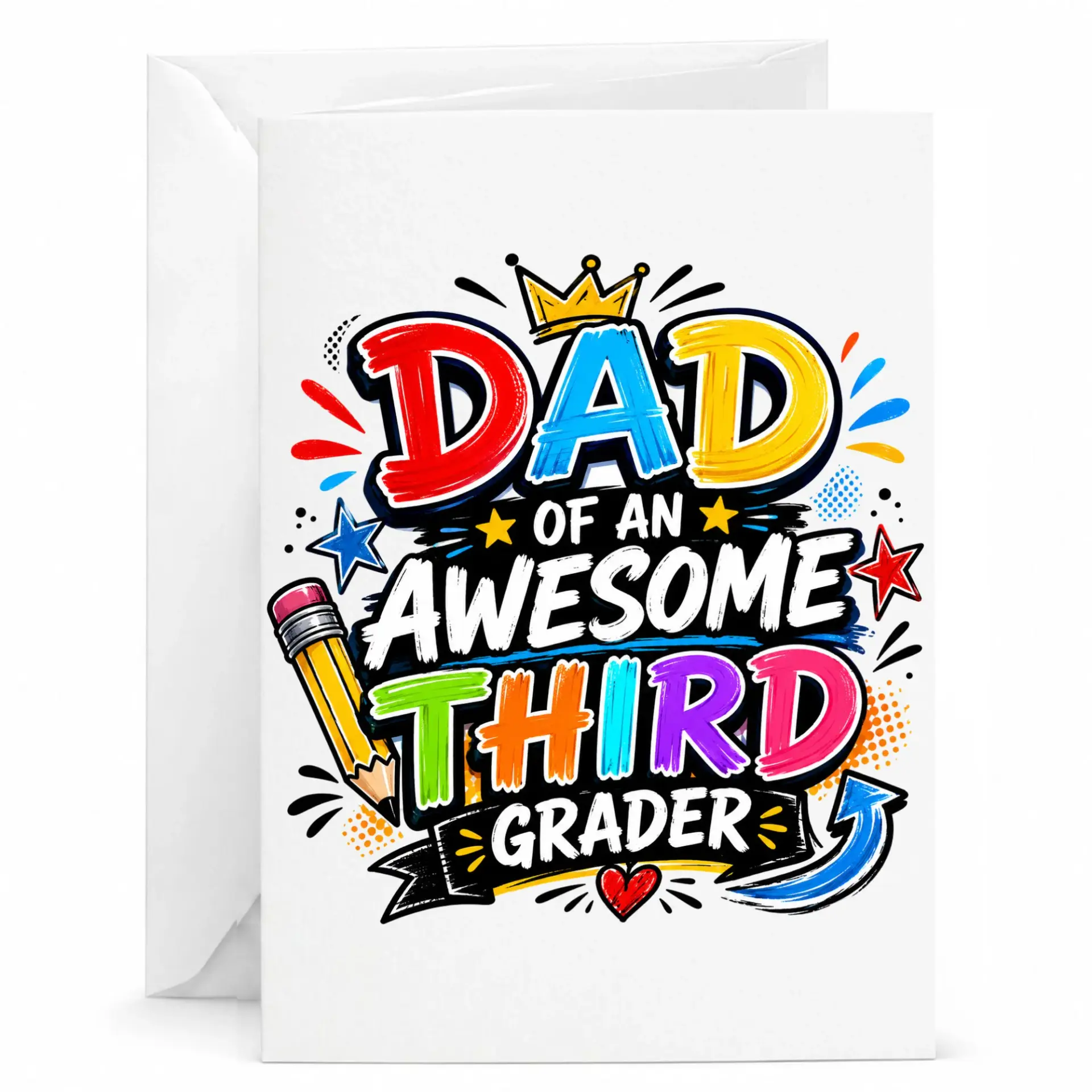 Greeting Card Dad of an Awesome Third Grader Funny Appreciation Note for Proud Parent Gift Birthday