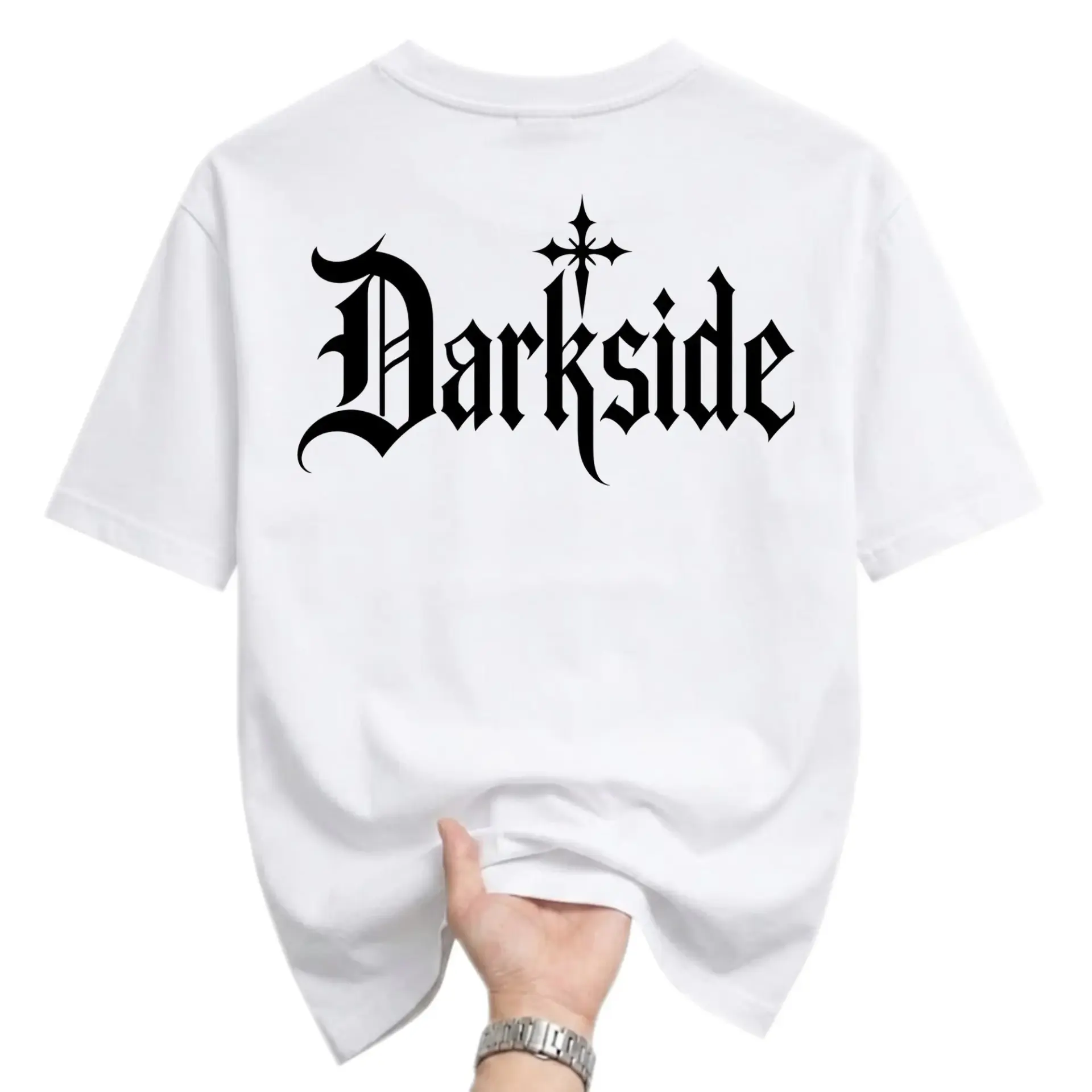 Graphic Tee Darkside Gothic Lettering Print Unisex Crew Neck Casual Everyday Wear Soft Comfortable Cotton Blend Shirt