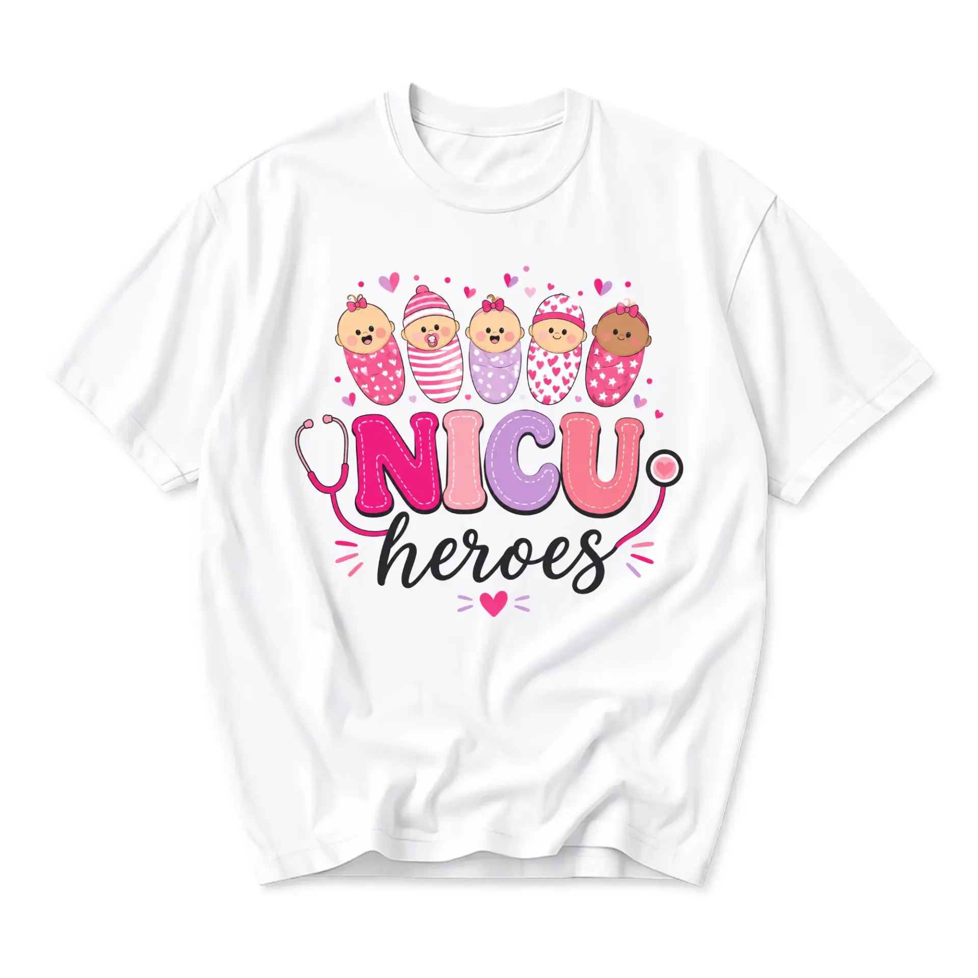 Graphic Tee Nicu Heroes Medical Professional Apparel Unisex Crew Neck Short Sleeve Shirt for Casual Daily Wear