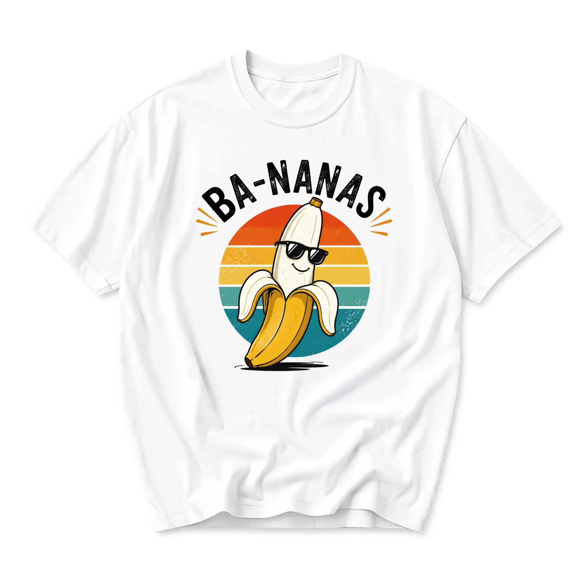 Funny Shirt Ba-Nanas Retro Banana Graphic Tee Unisex Casual Crew Neck Soft Cotton Blend Everyday Summer Apparel