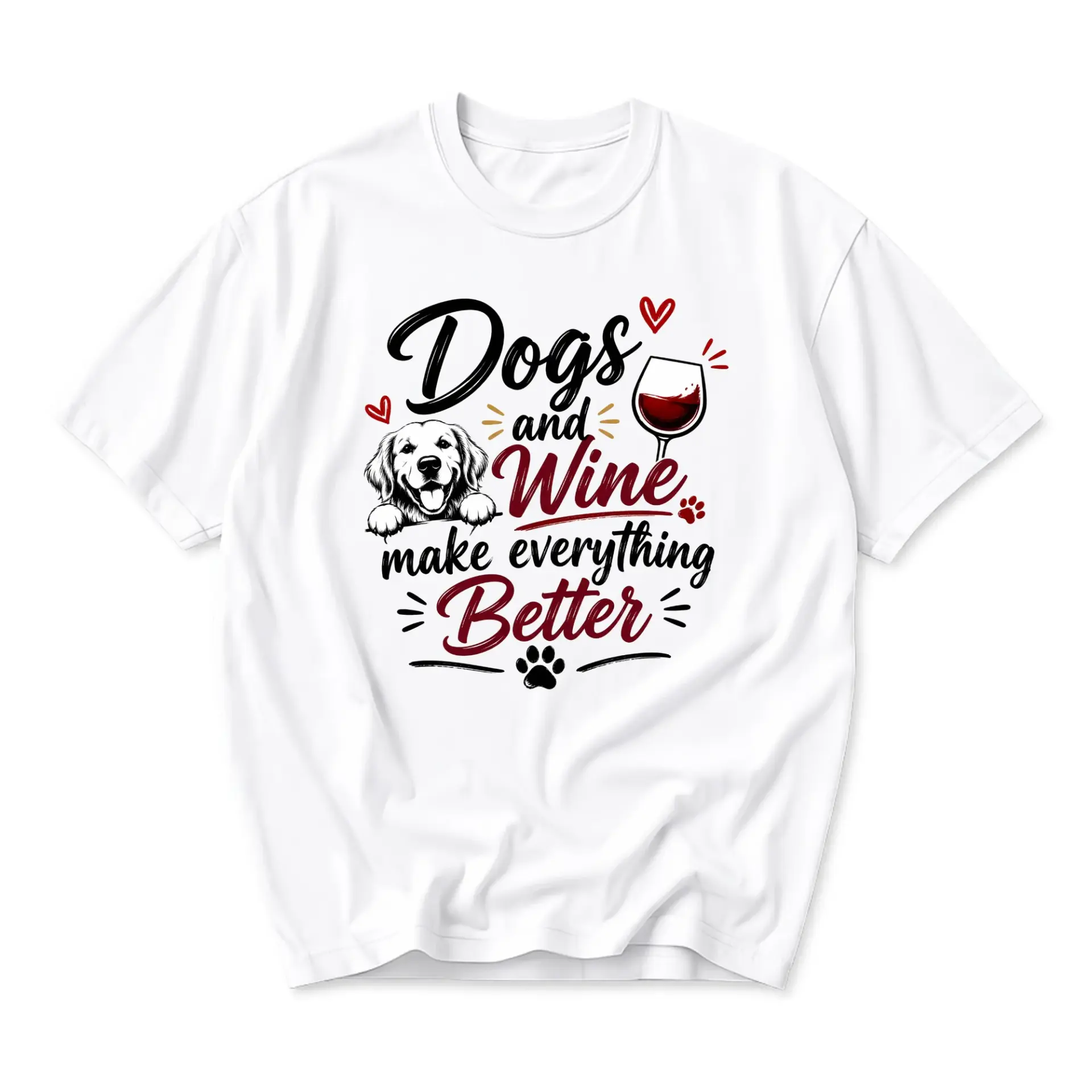 Funny Shirt and Wine Make Everything Better Graphic Tee Unisex Casual Crew