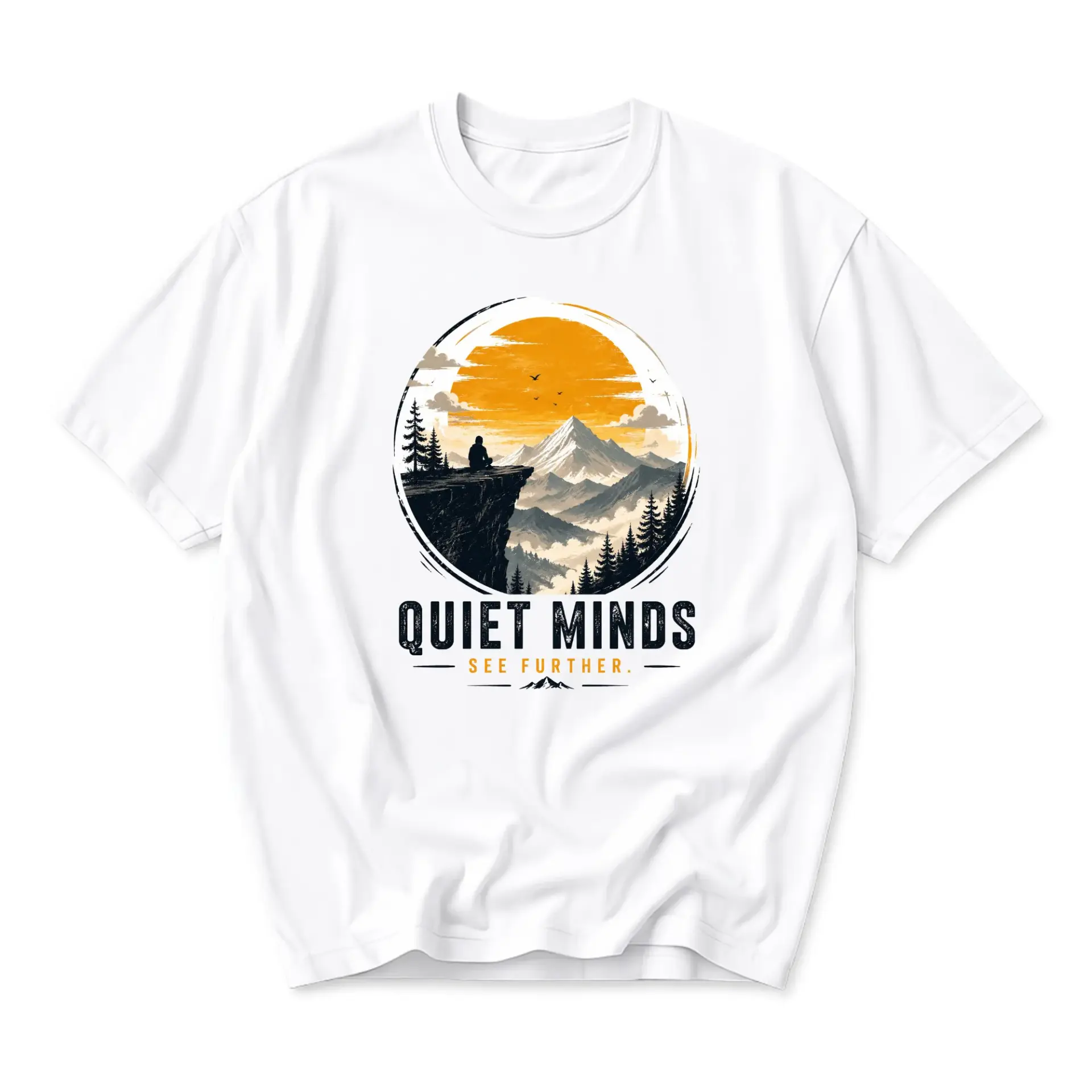 Graphic Tee Quiet Minds See Further Mountain Wilderness Nature Adventure Unisex Crew Neck Short Sleeve Shirt