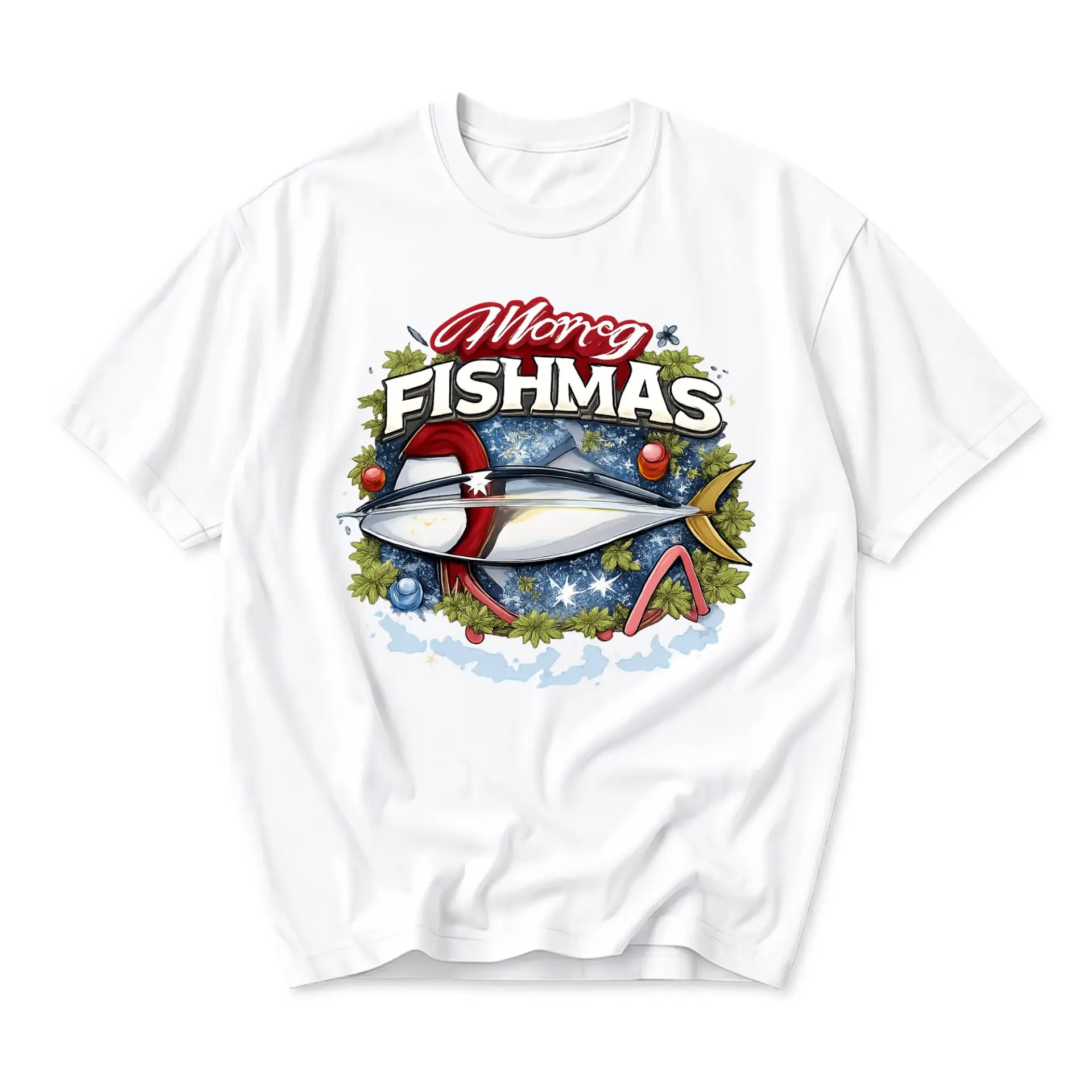 Funny Shirt Merry Fishmas Graphic Tee Holiday Fishing Enthusiast Unisex