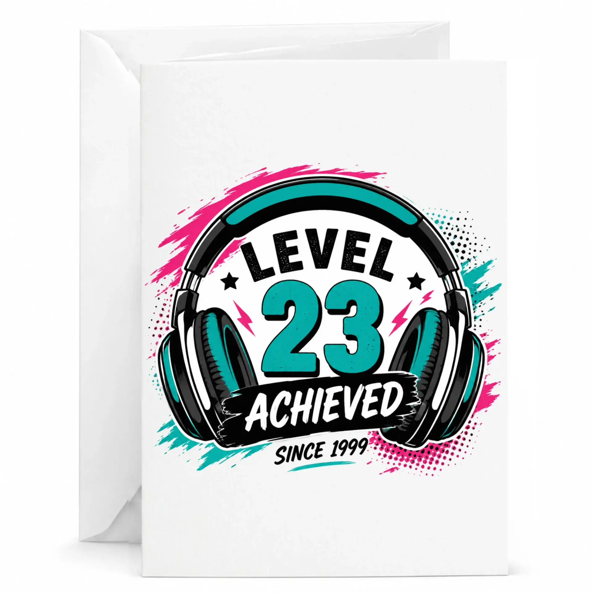 Birthday Card Level 23 Achieved Gaming Themed Greeting Card for 23rd Birthday Celebration with Envelope