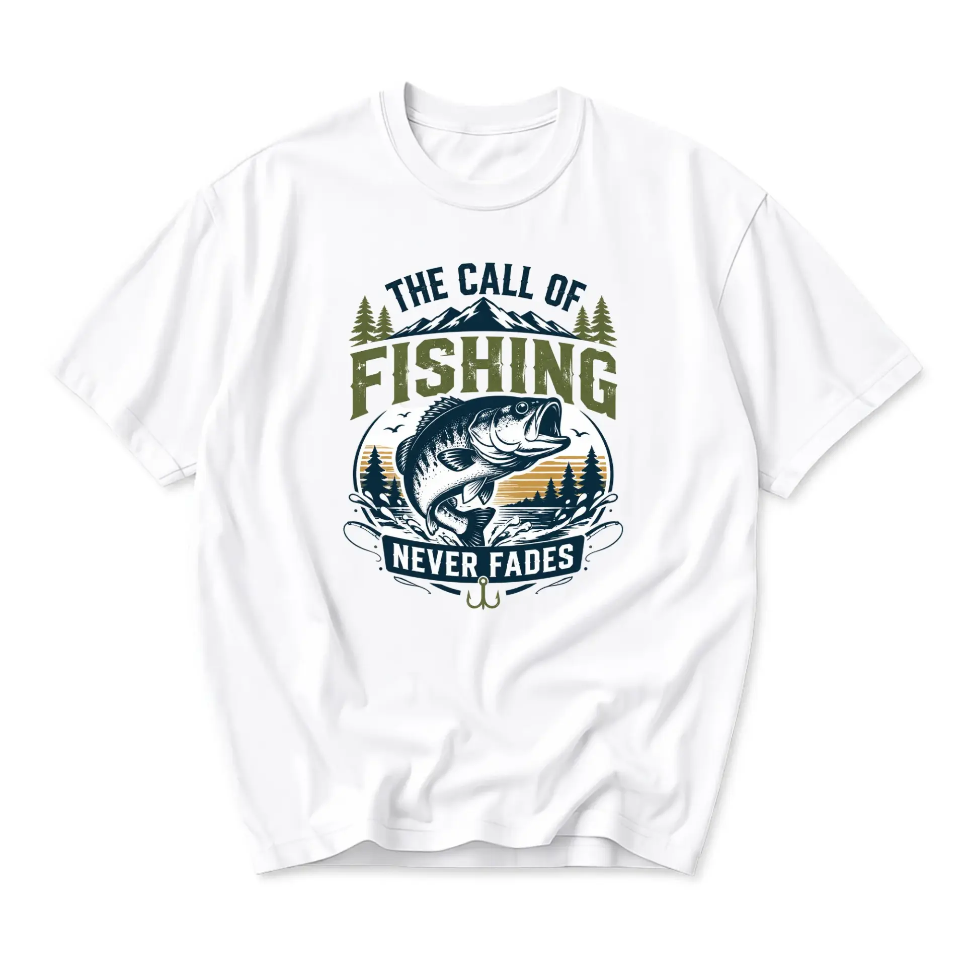 T-shirt Graphic Tee Featuring Fishing Theme Illustration for Outdoor