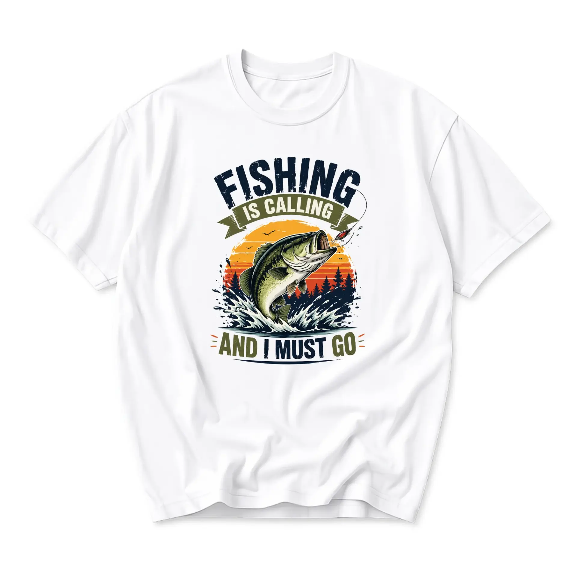 Graphic Tee Fishing Is Calling and Go Unisex Cotton Crew Neck Casual Short Sleeve Shirt for Outdoor Lovers