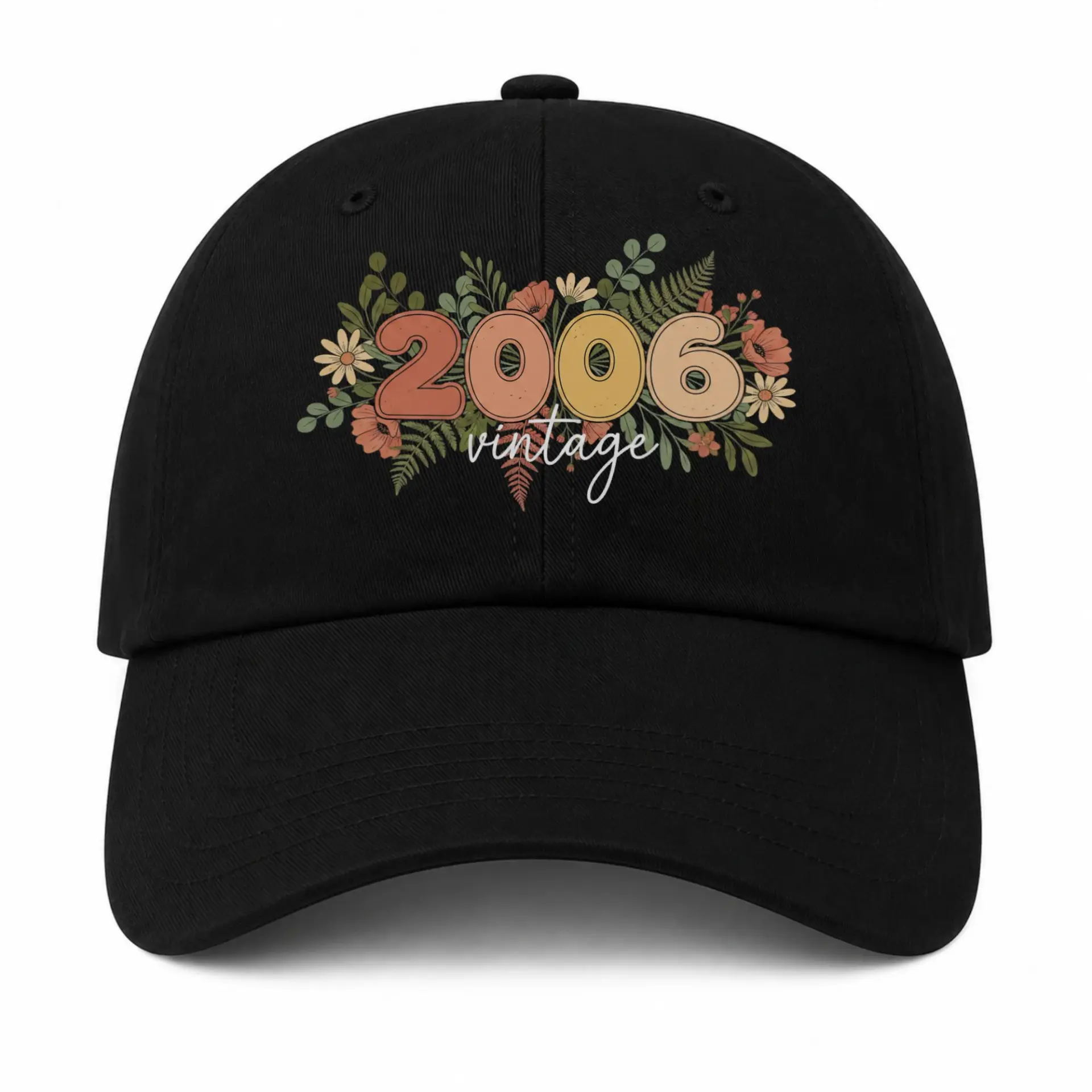 Baseball Cap Vintage Floral Art Graphic Embroidered Unisex Hat for Adults