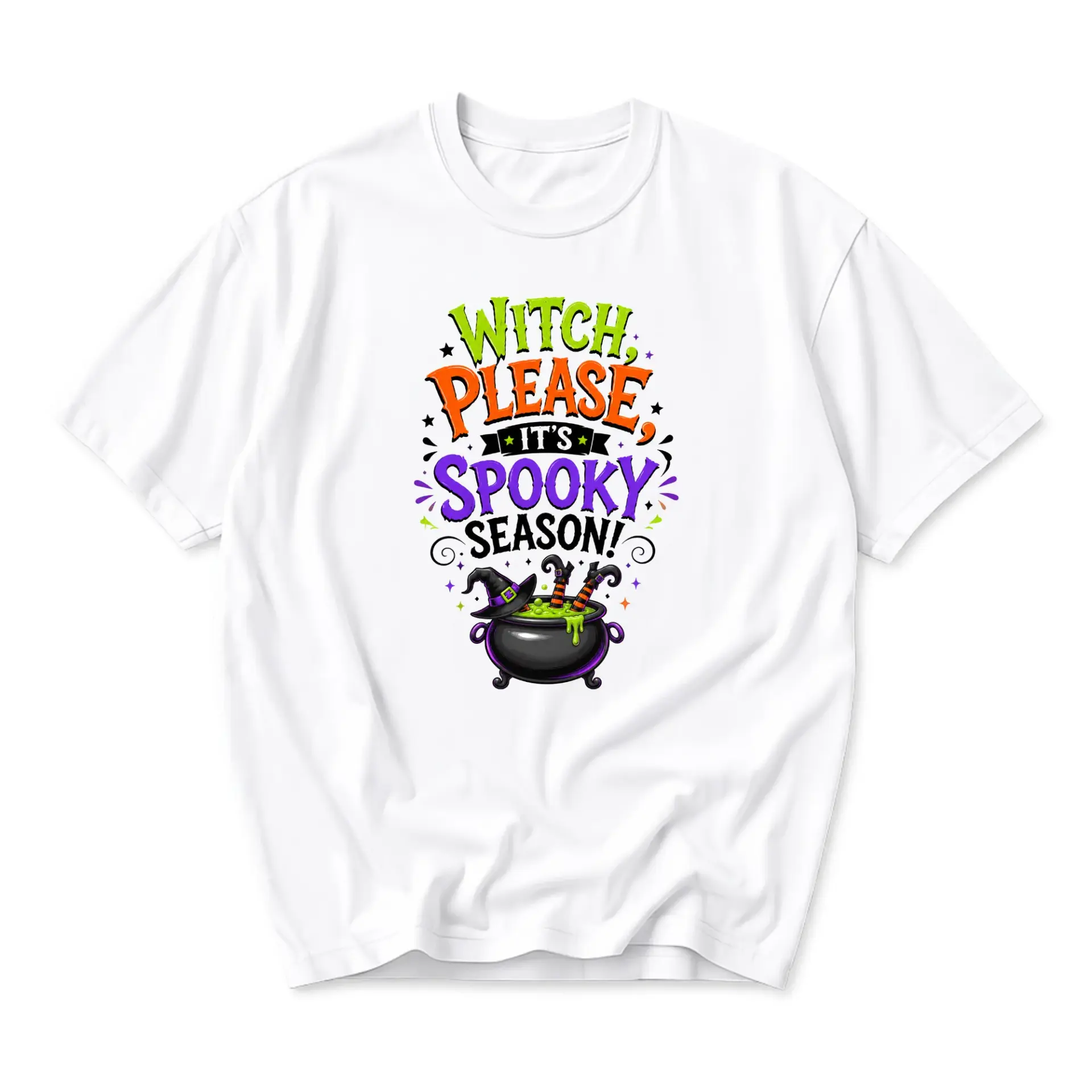 Funny Shirt Witch Please It Is Spooky Season Graphic Tee Unisex Crew Neck Casual Cotton Blend Halloween Apparel