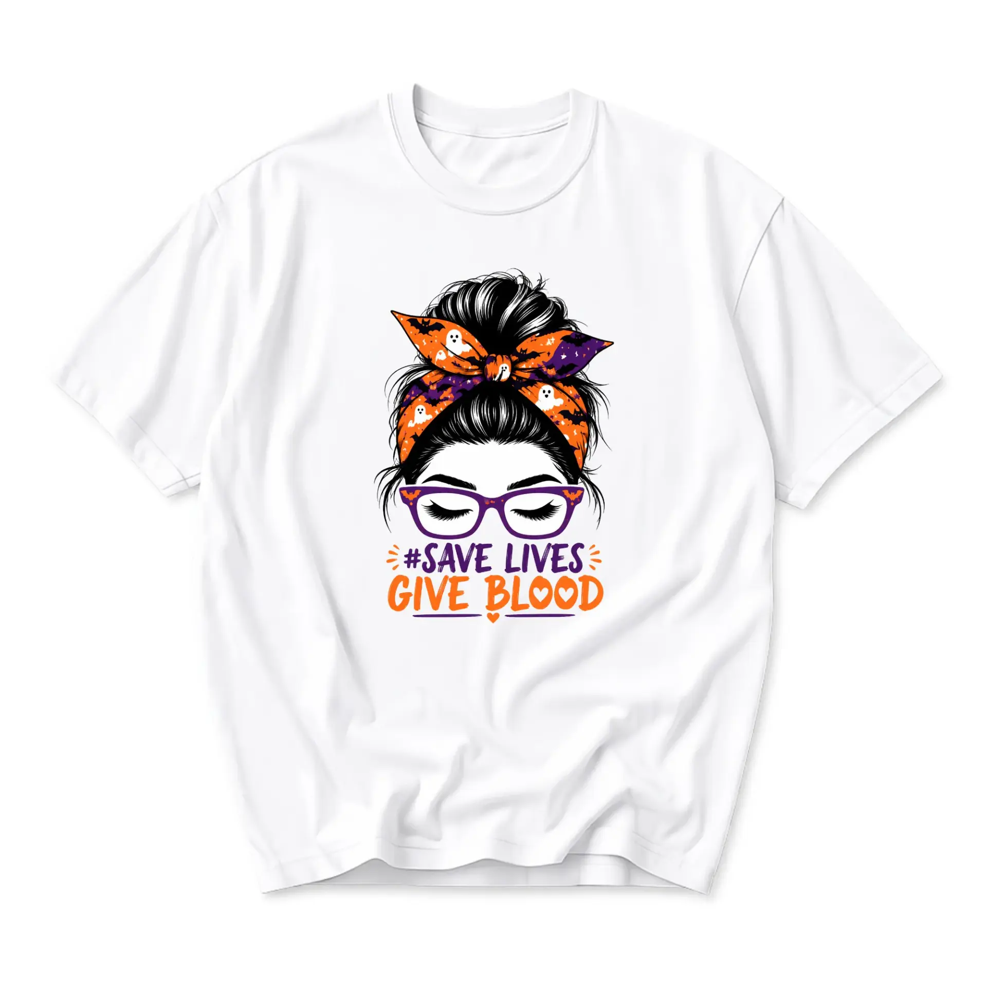 Graphic Tee Save Lives Give Blood Halloween Theme Shirt Unisex Cotton Crew Neck Casual Top for Everyday Wear