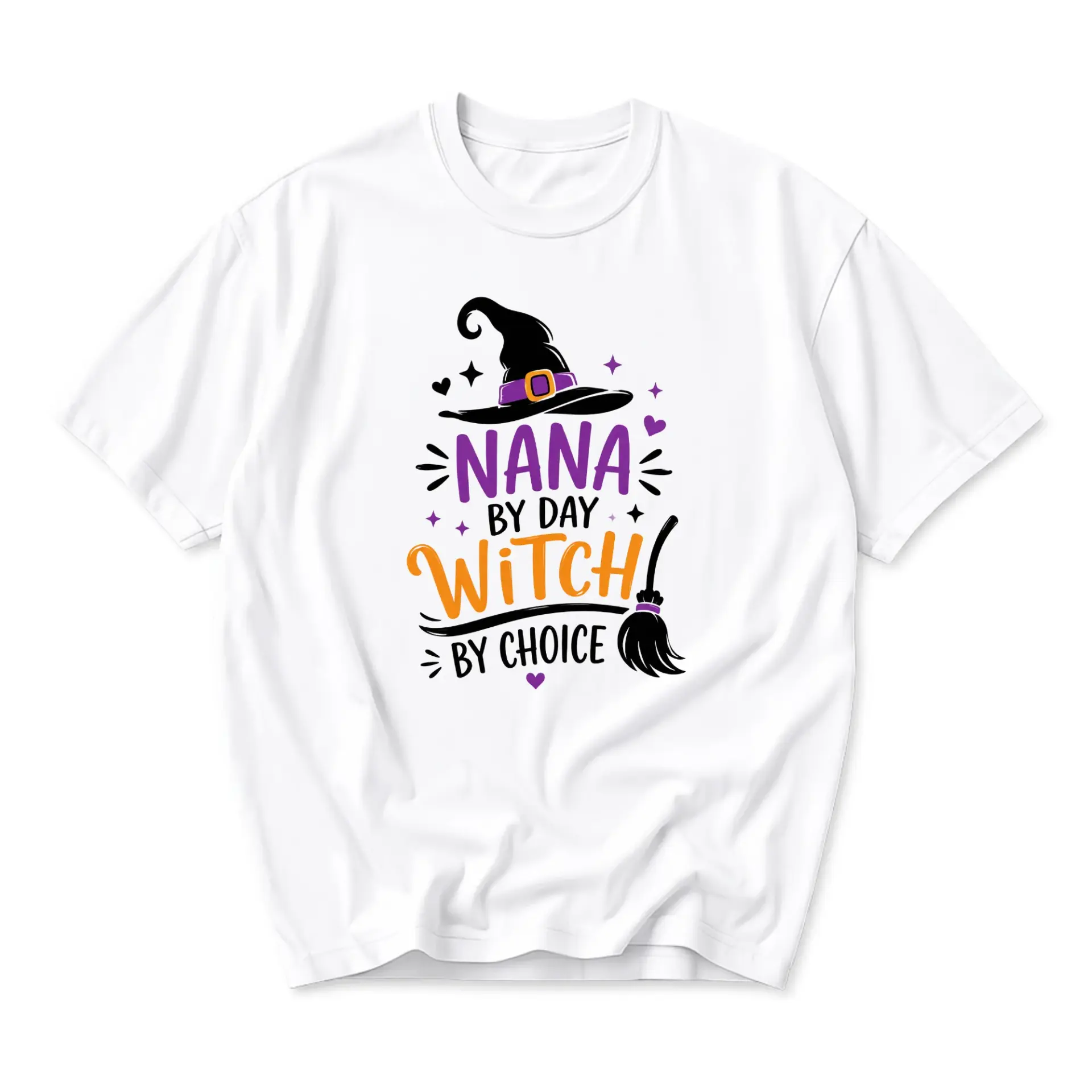 Funny Shirt Nana by Day Witch by Choice Graphic Tee Unisex Casual Crew Neck Short Sleeve Cotton Blend Apparel