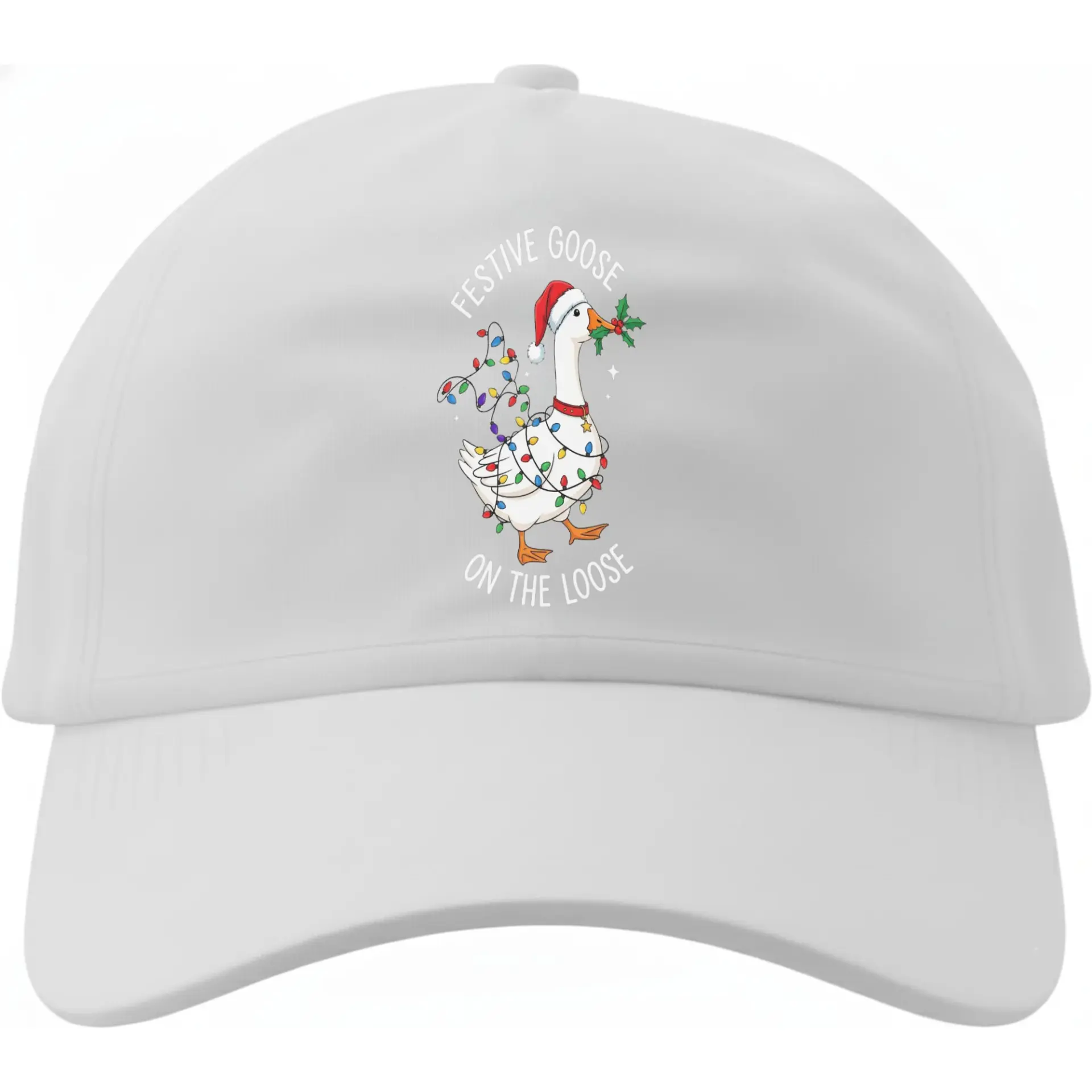 Baseball Cap Festive Goose on the Loose Funny Holiday Duck Graphic Print Structured Low Profile Cotton Dad Hat