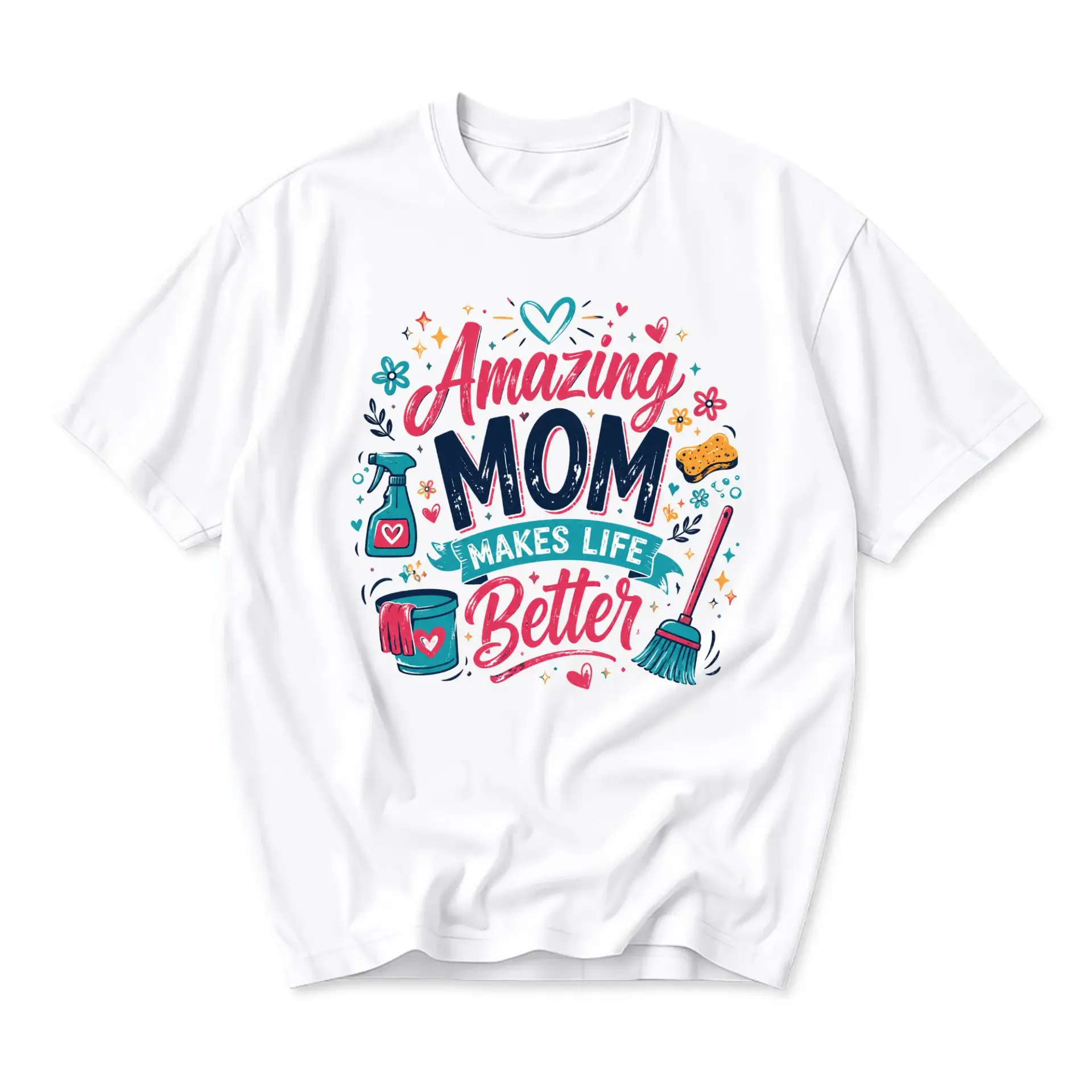 Graphic Tee Amazing Mom Makes Life Better Print Casual Unisex Crew Neck T-Shirt for Everyday Comfort and Style