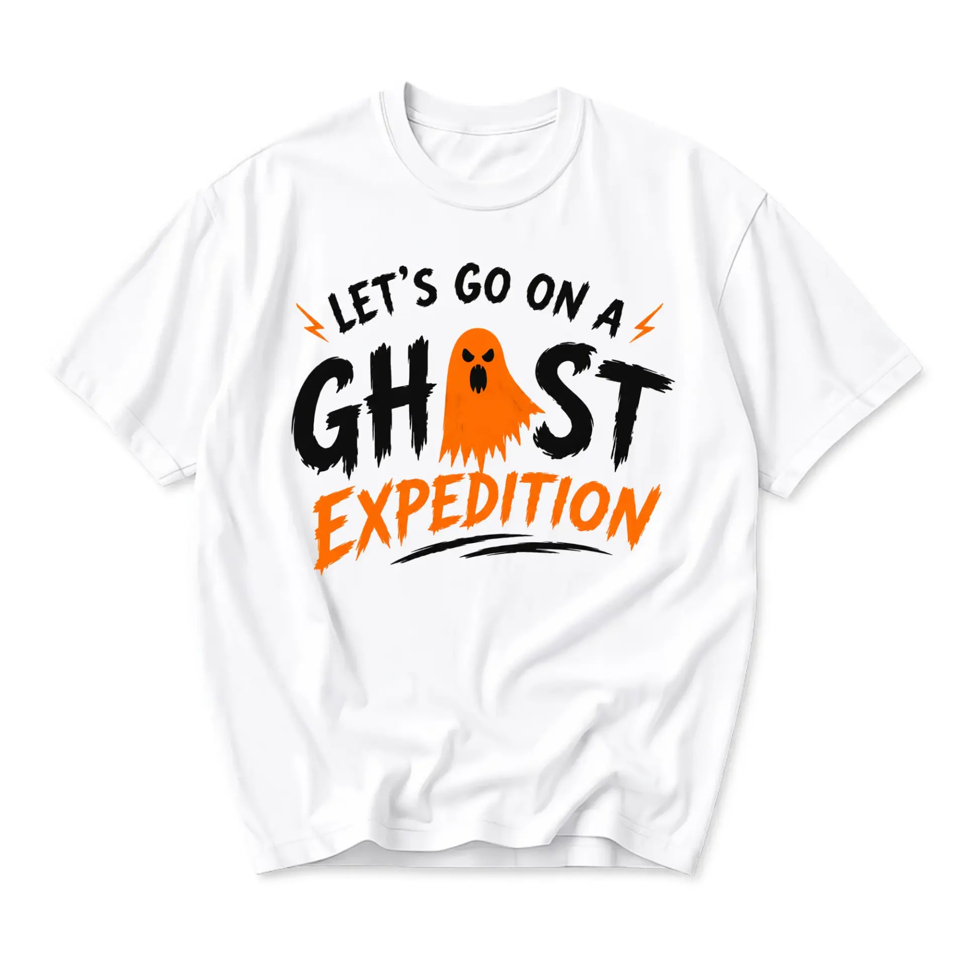 Funny Shirt Let's Go on a Ghost Expedition Graphic Tee Unisex Crew Neck Short Sleeve Casual Cotton Apparel White