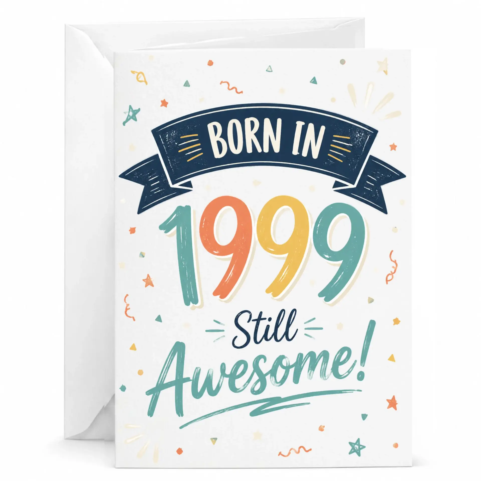 Birthday Card Born in 1999 Still Awesome Retro Vintage Style Greeting Card for Milestone Celebration 5x7 Inches