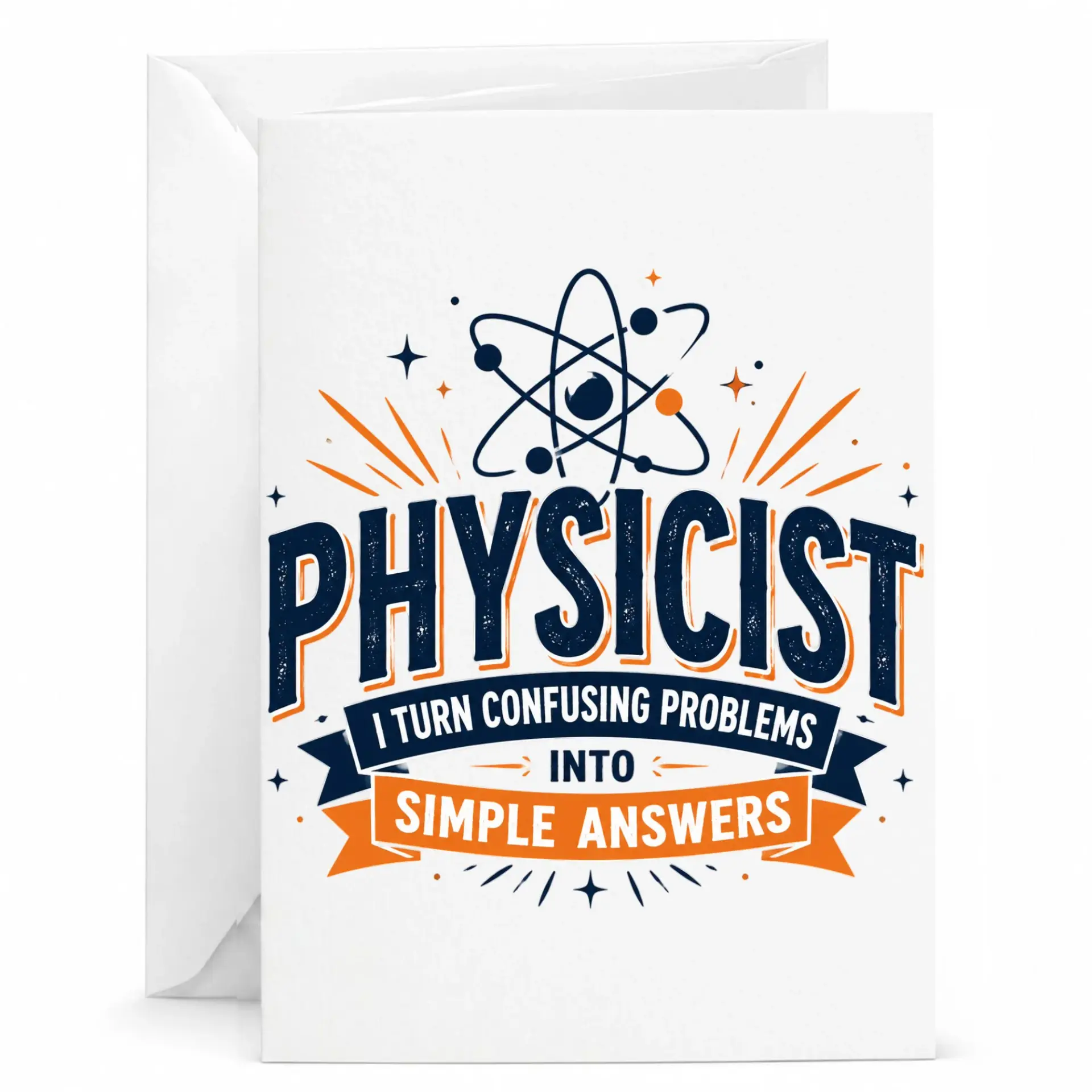 Funny Physicist Greeting Card, I Turn Confusing Problems into Simple Answers Science Appreciation Stationery Note