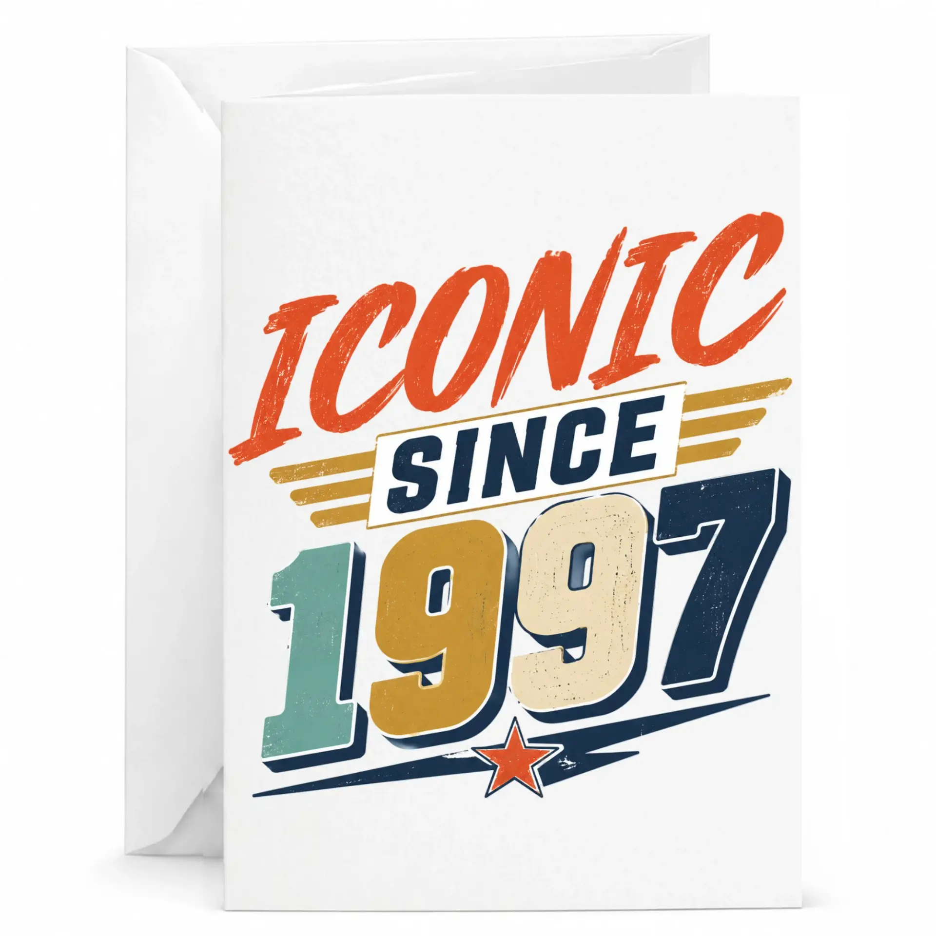 Birthday Card Iconic Since 1997 Vintage Retro Style Greeting Card for Birthday Anniversary Celebration 5x7 Inch