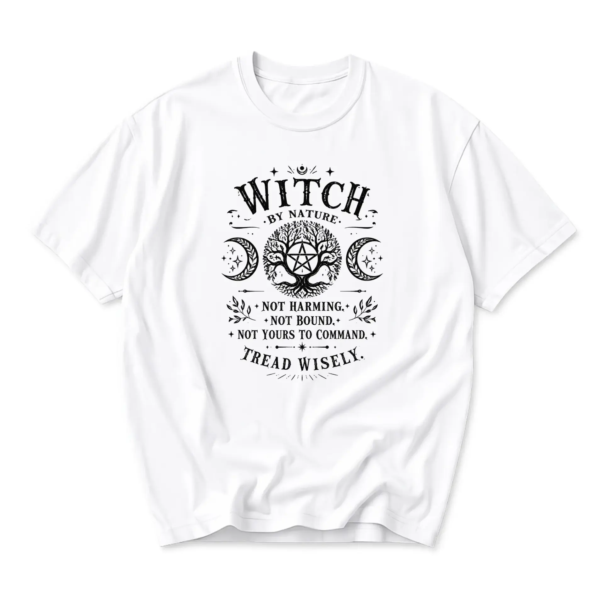 Graphic Tee Witch by Nature Pentagram Tree Unisex T-Shirt Casual Everyday Short Sleeve Crew Neck Cotton Blend Shirt