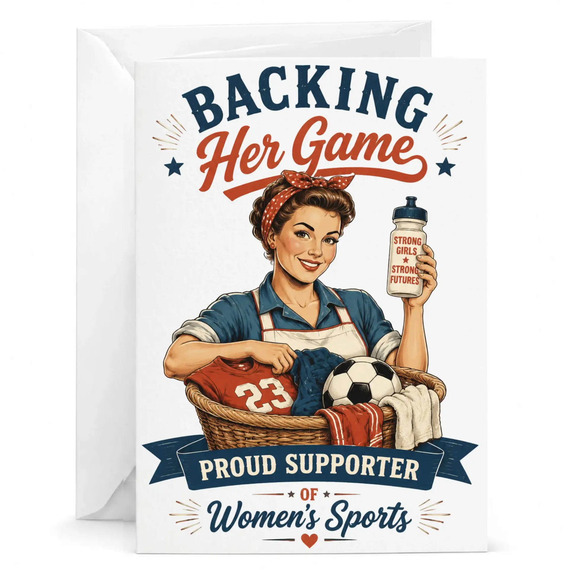 Greeting Card Backing Her Game Proud Supporter of Women's Sports Athletic Appreciation Stationery for Athletes