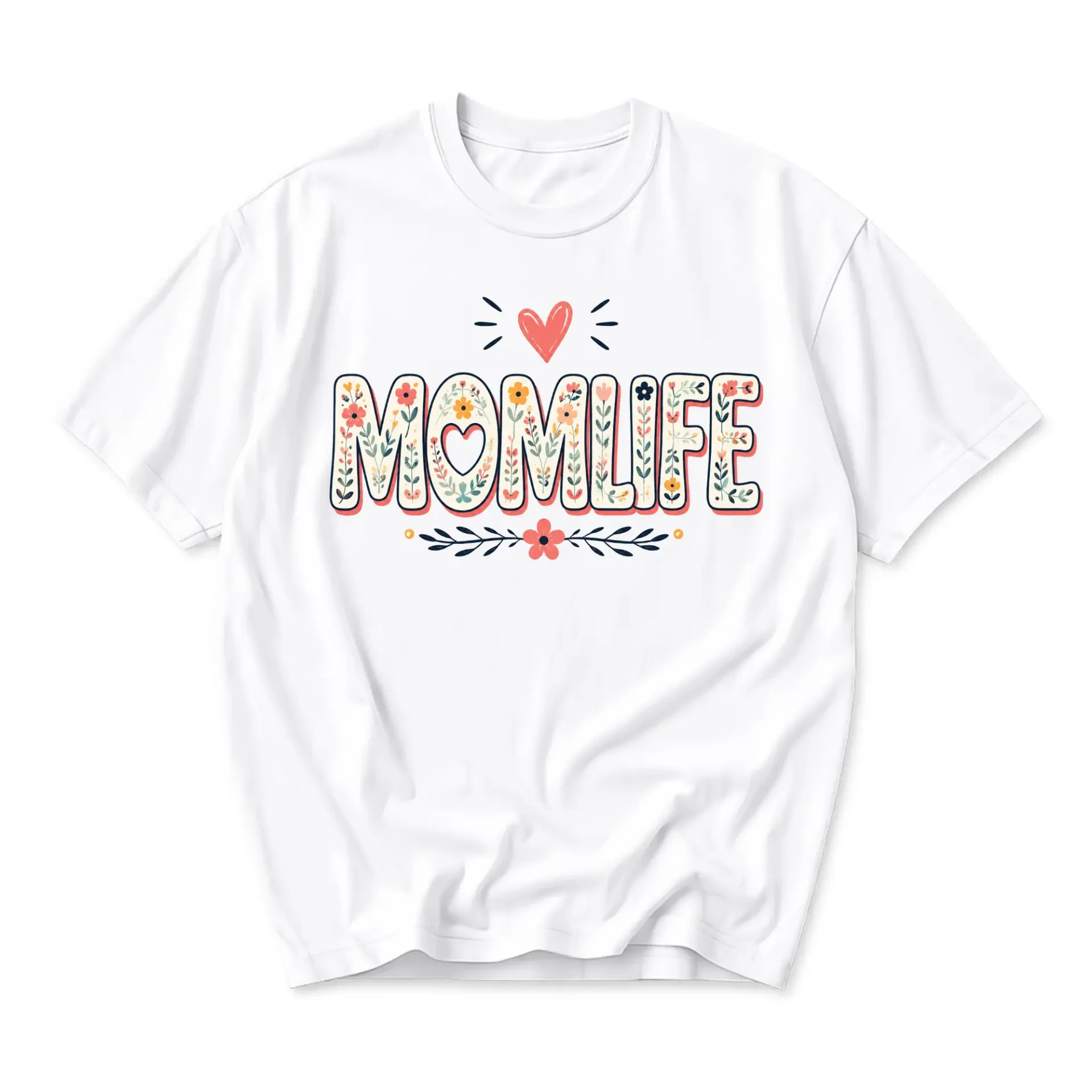 Graphic Tee Mom Life Floral Print Unisex Crew Neck Casual Everyday Short Sleeve Cotton Blend Comfortable Shirt White