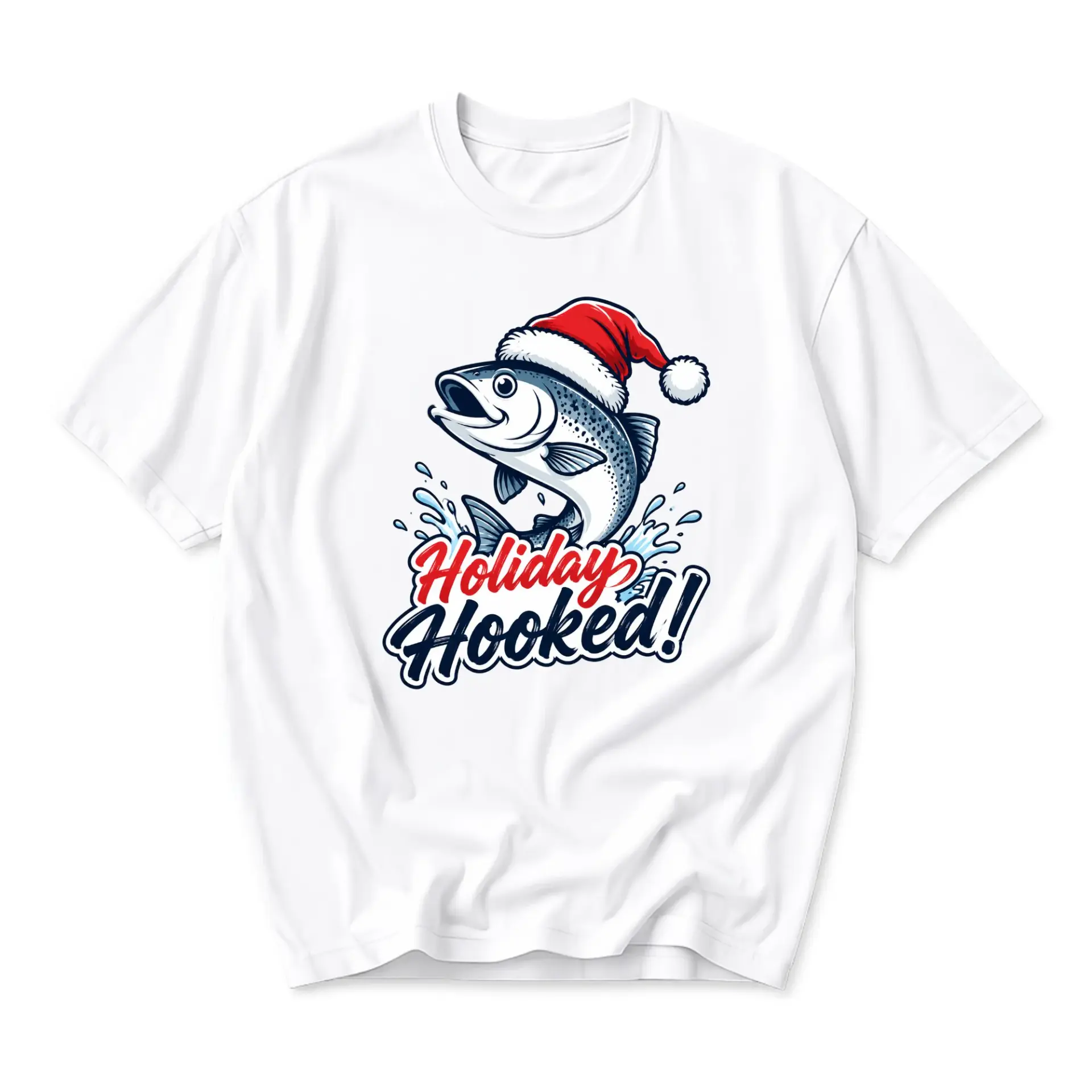 Graphic Tee Holiday Fishing T-Shirt Unisex Crew Neck Cotton Top for