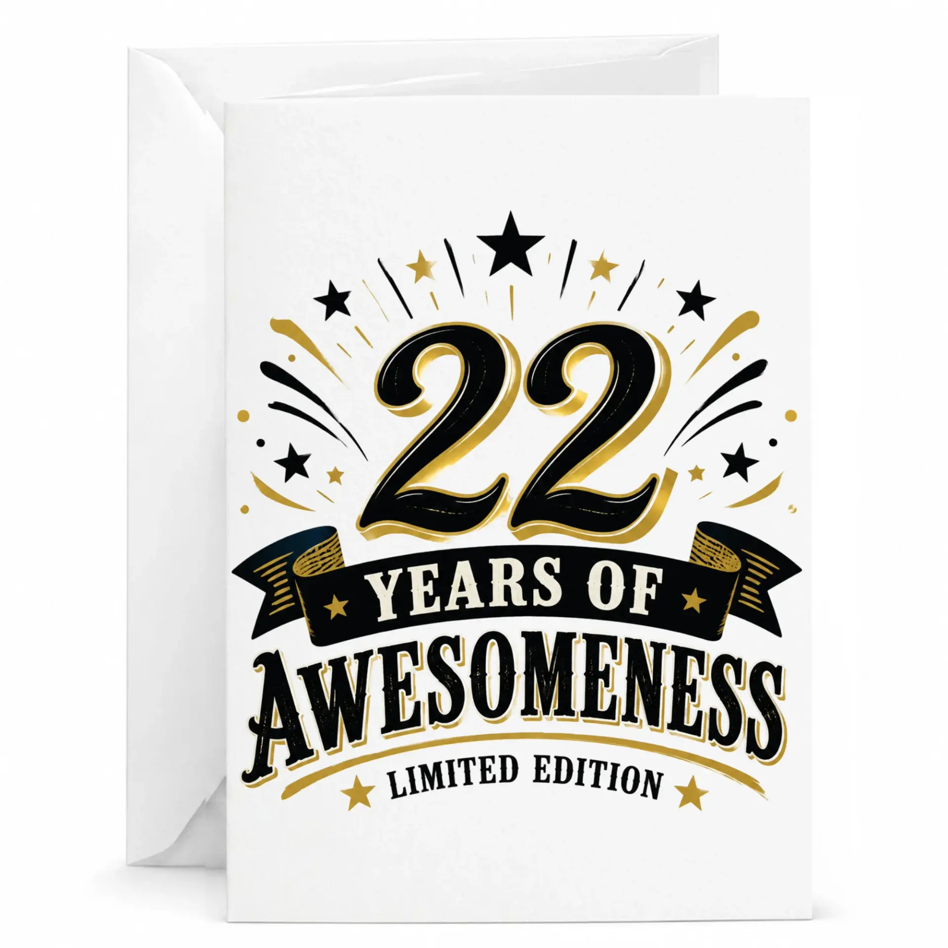 Birthday Card 22 Years of Awesomeness Limited Edition Funny Milestone Celebration Greeting Card with Envelope