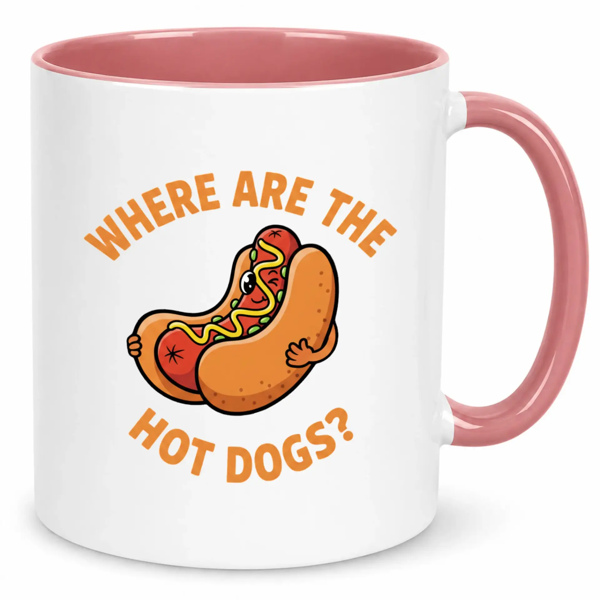 Funny Hot Dog Coffee Mug with Cartoon Character Design - Humorous Foodie Drinkware for Home Kitchen or Office Desk - Unique Ceramic Tea Cup